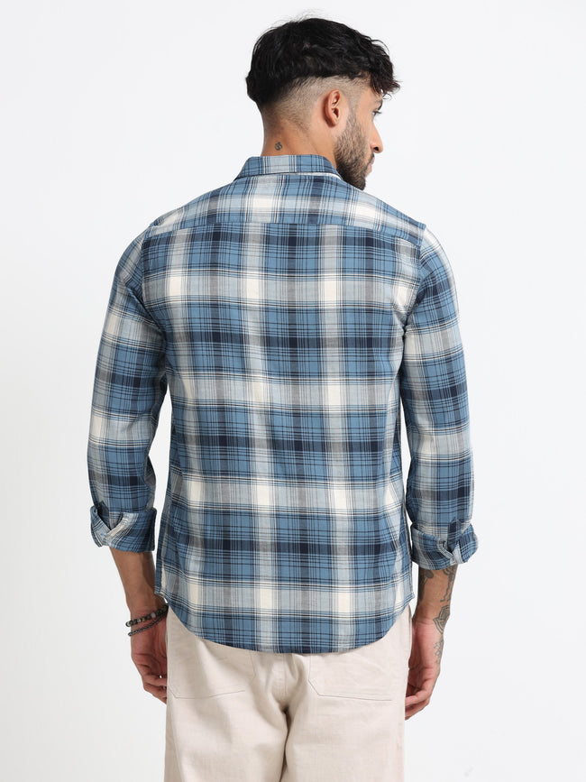 Men Navy Multi Check Shirt