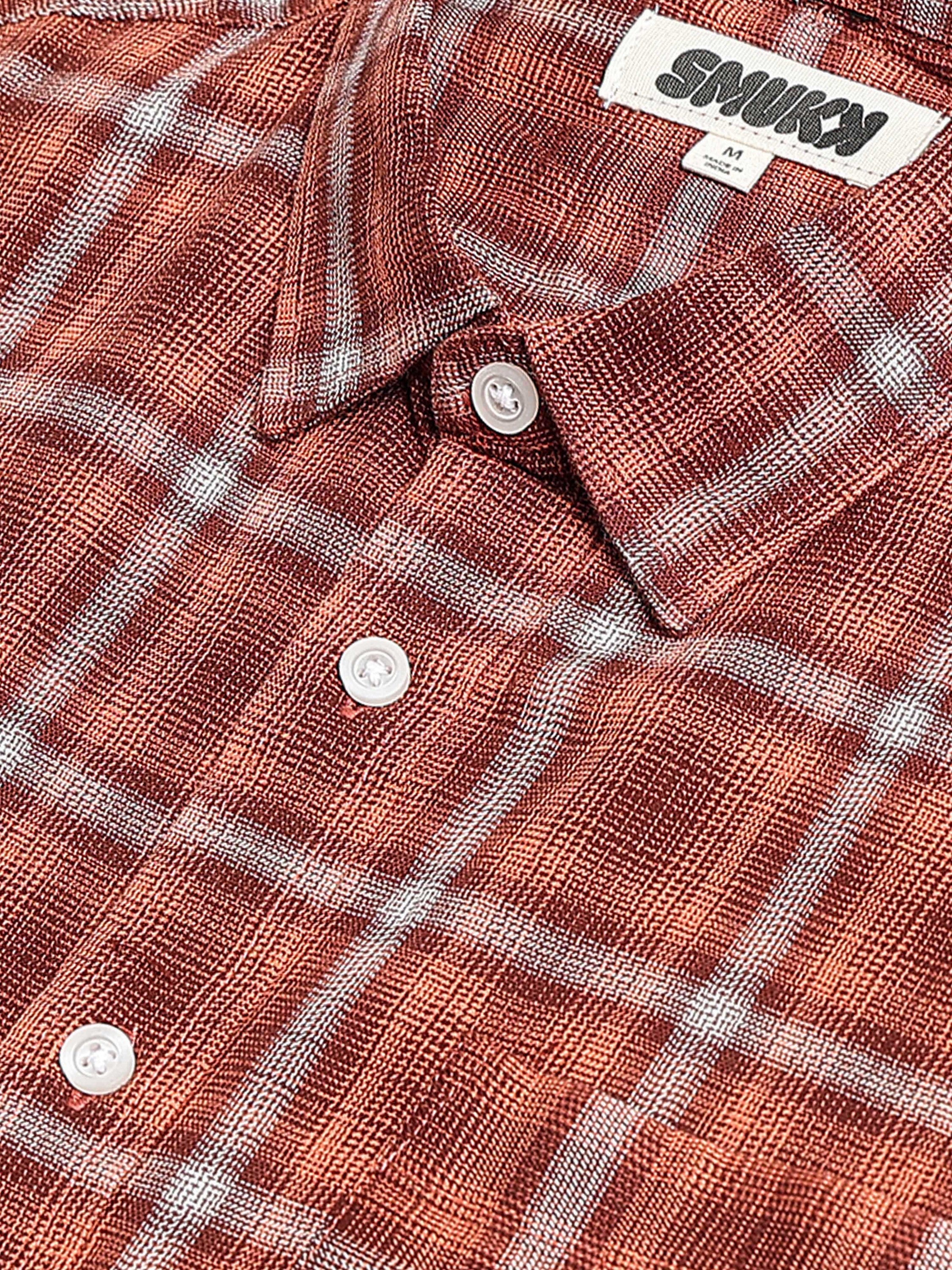 Men Orange Check  Shirt