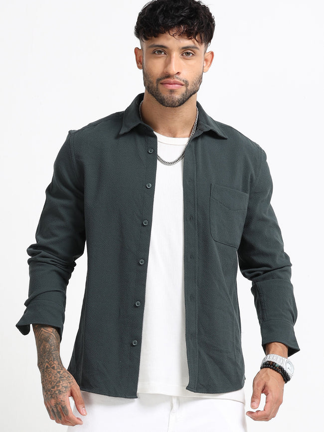Men Olive Regular Fit Shirt