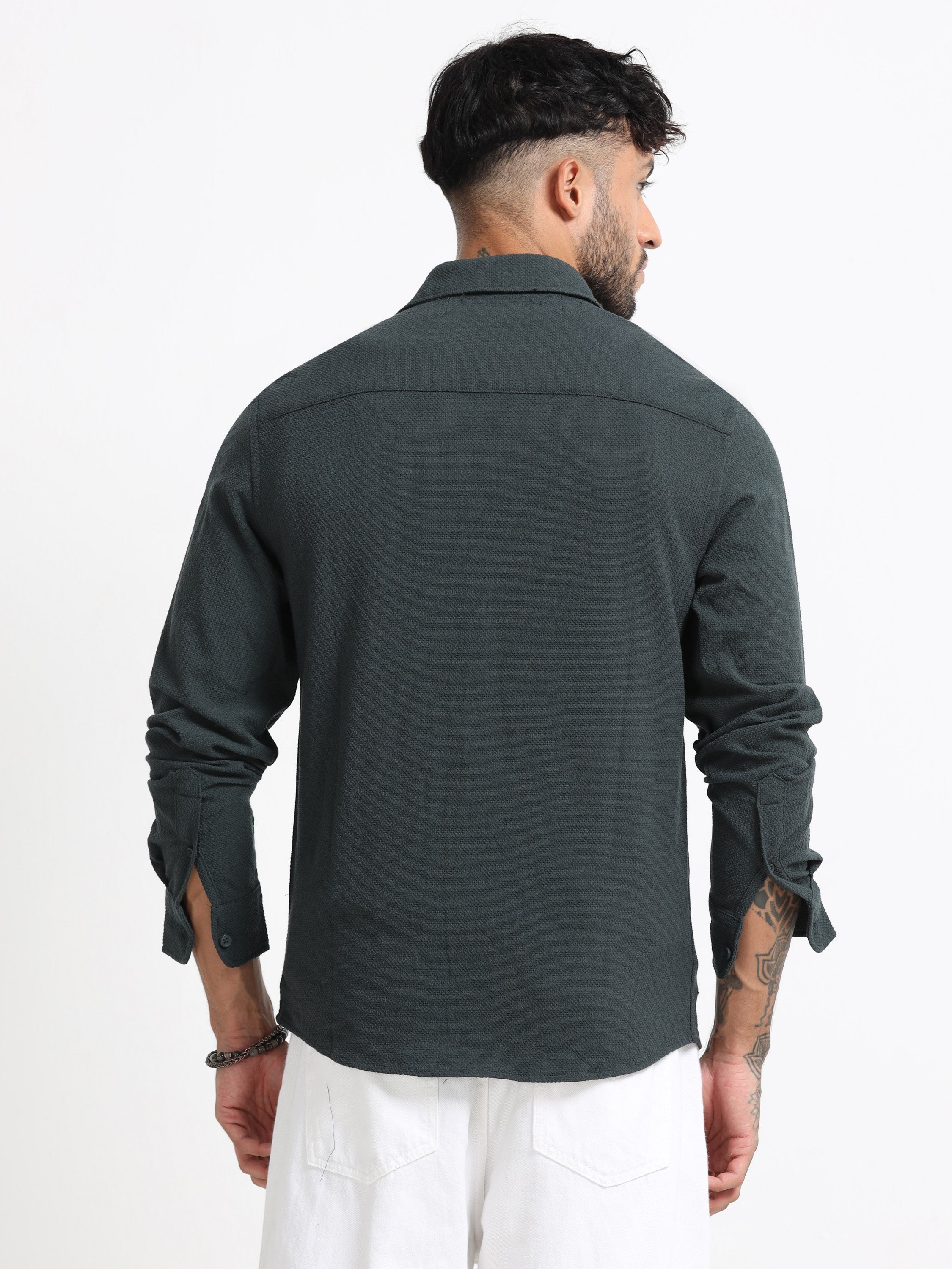 Men Olive Regular Fit Shirt