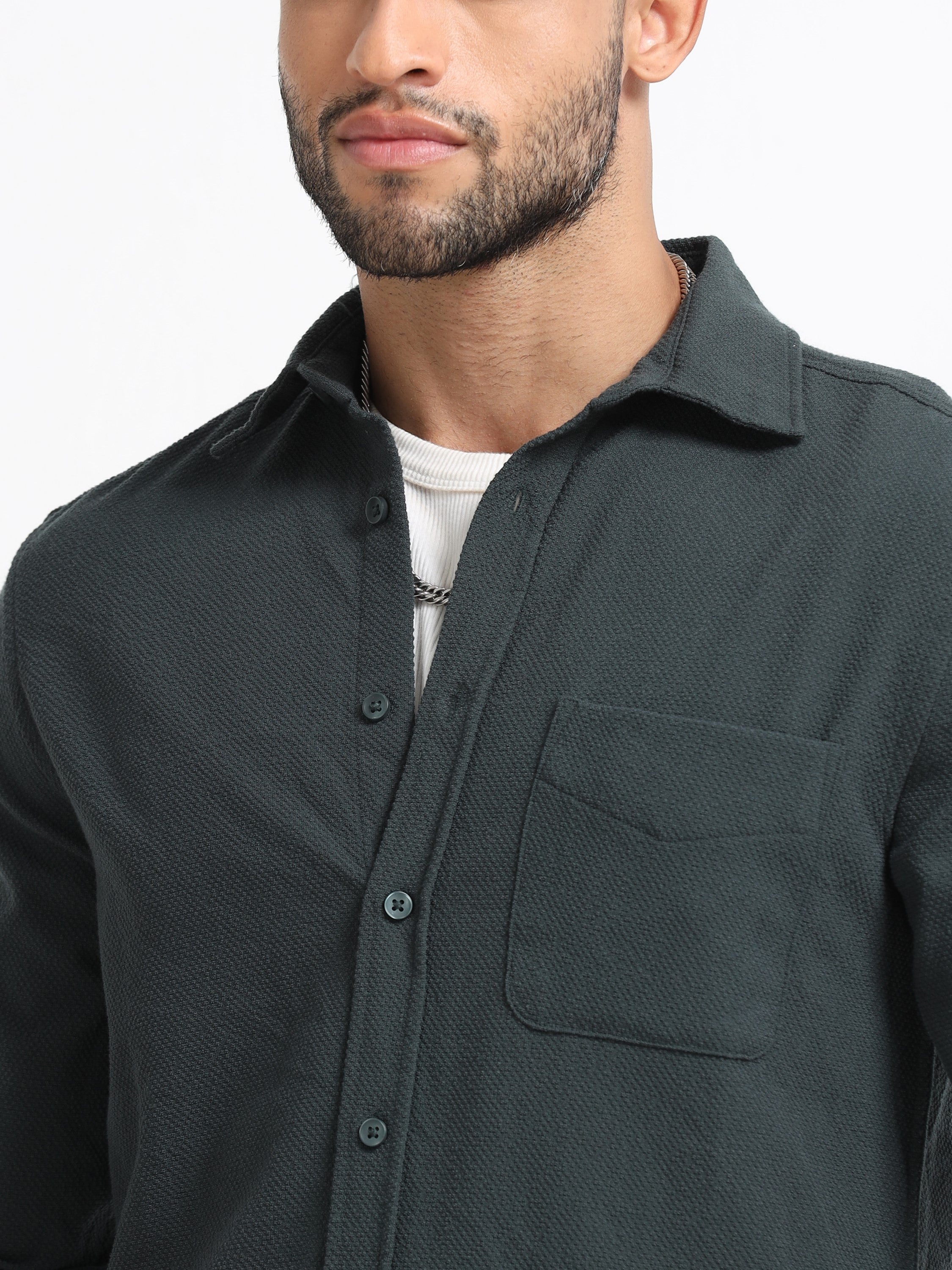Men Olive Regular Fit Shirt