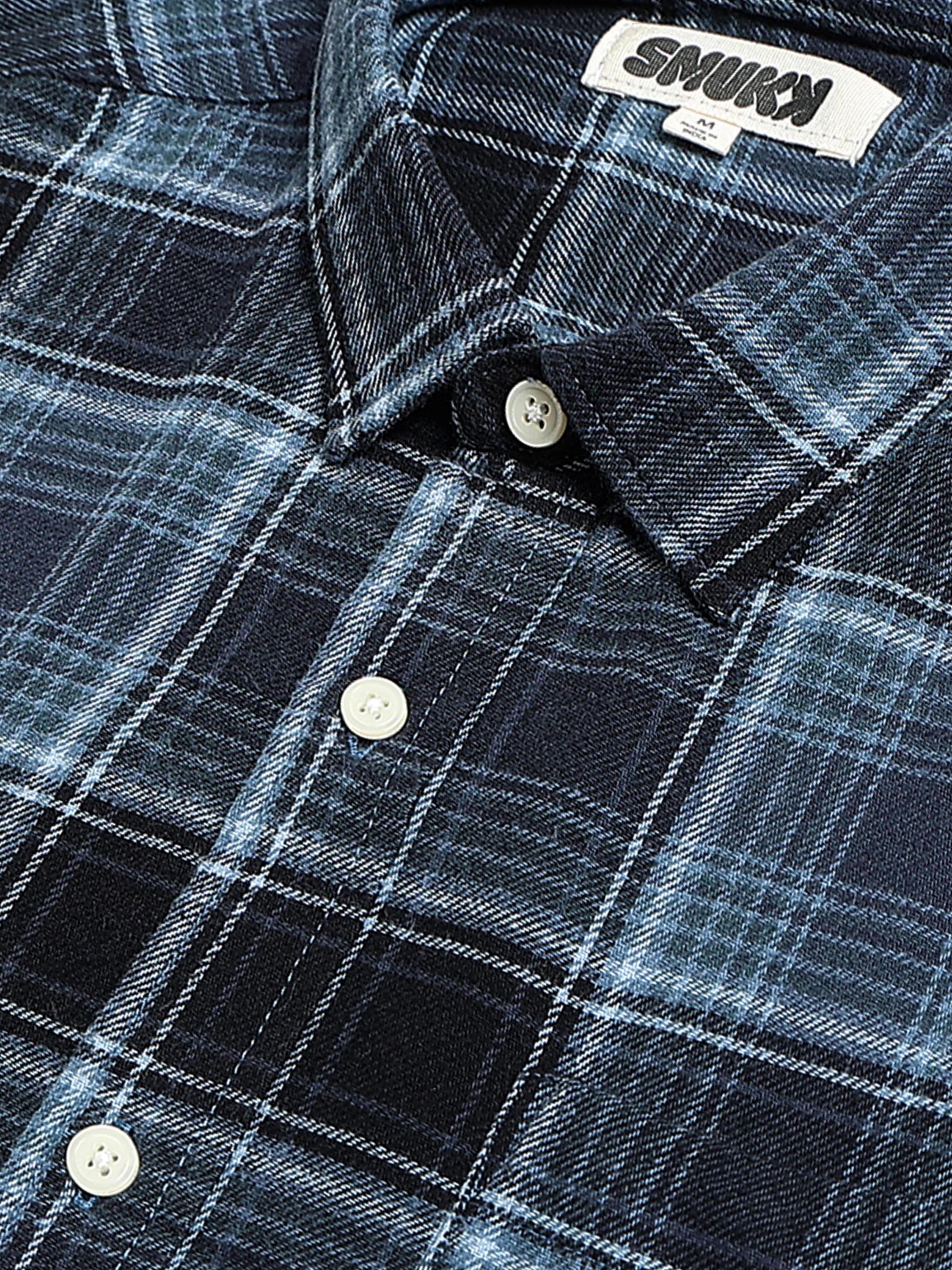 Men Navy Plaid Check Shirt