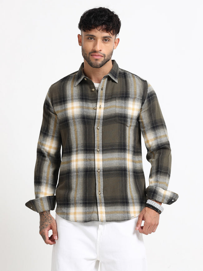 Men Green Multi Check Shirt