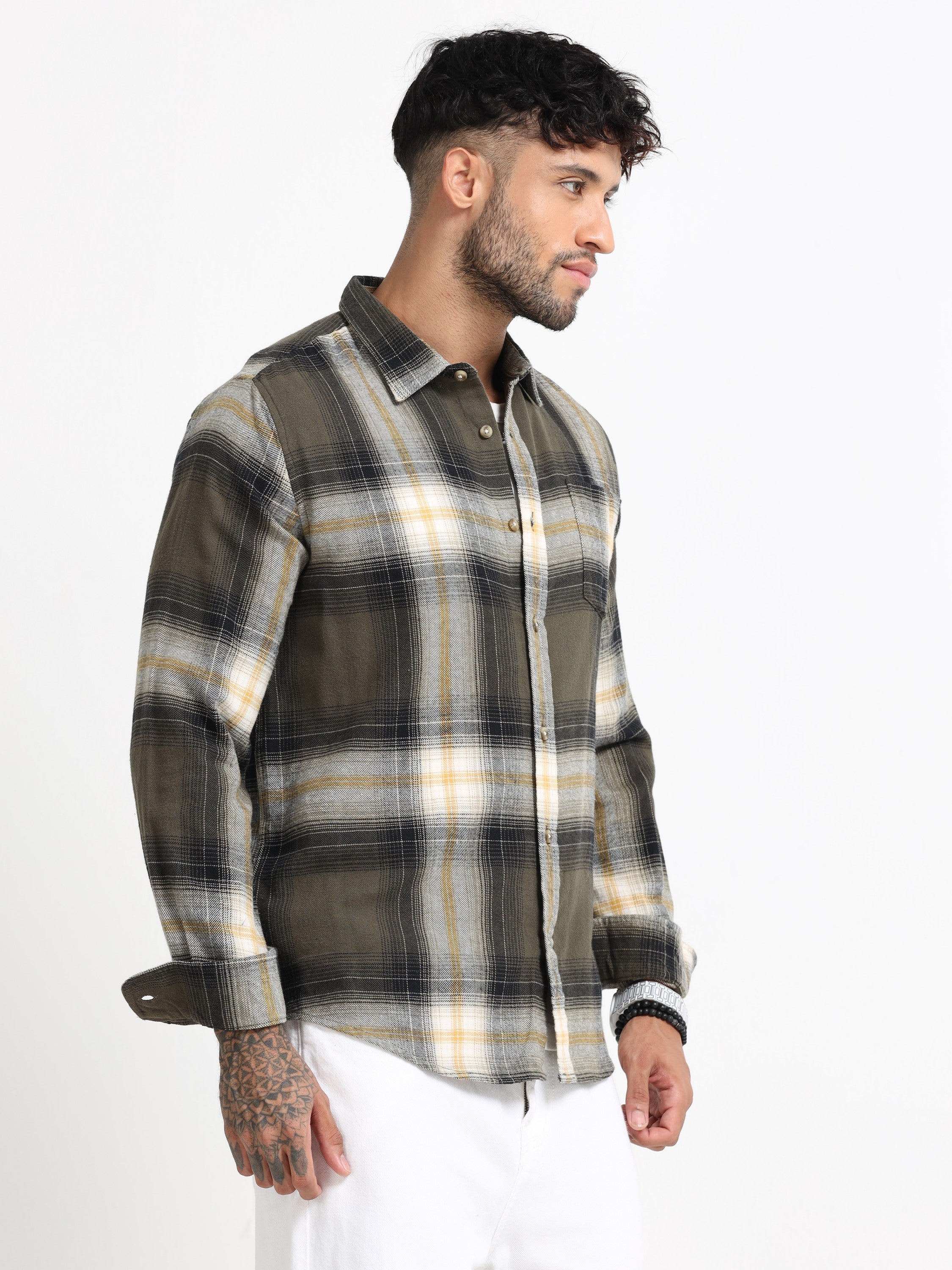 Men Green Multi Check Shirt