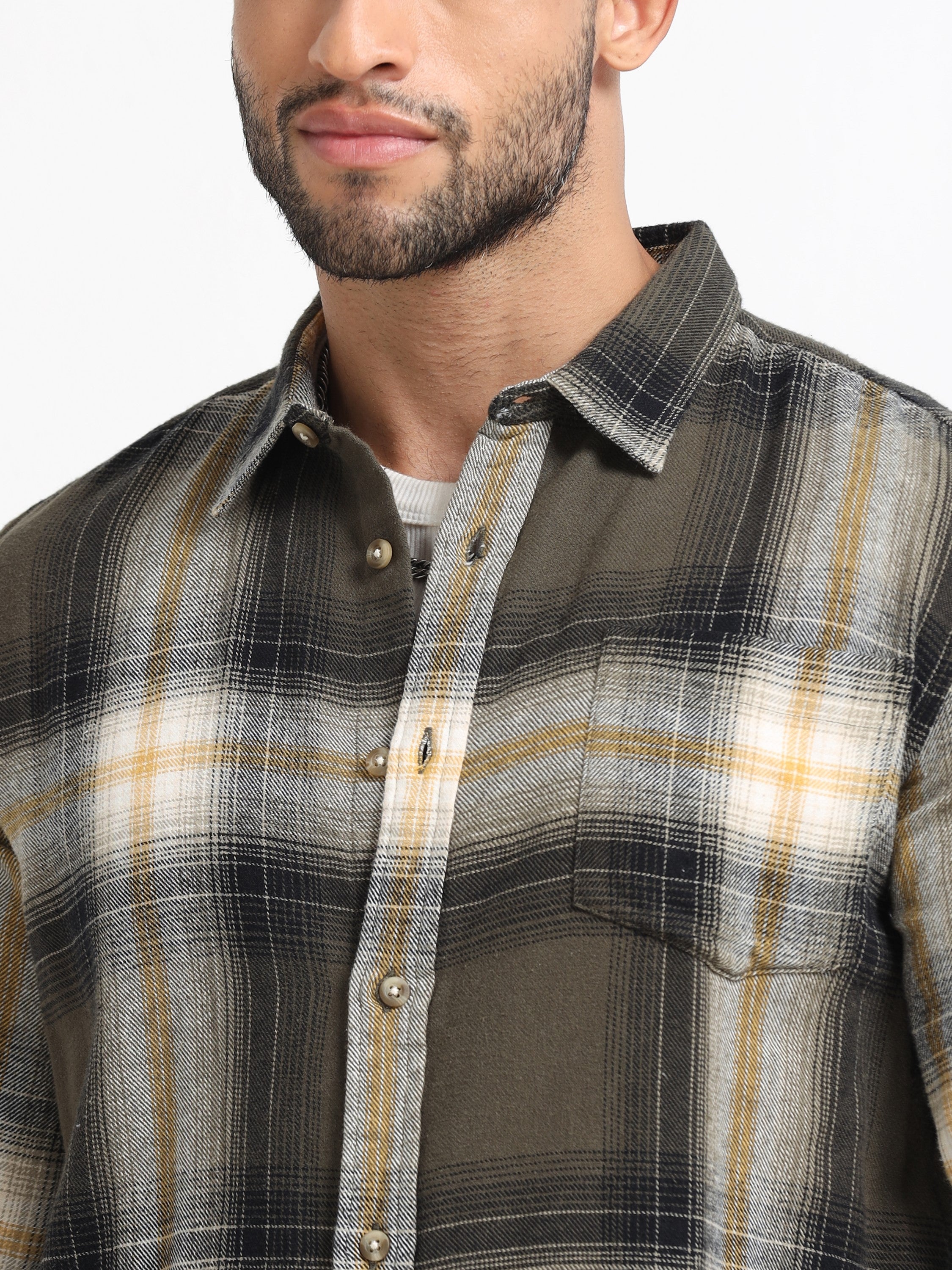 Men Green Multi Check Shirt