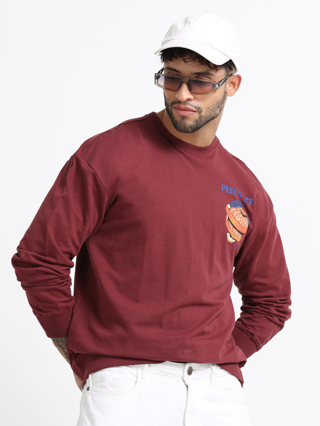 Men Rust Oversized Sweatshirt
