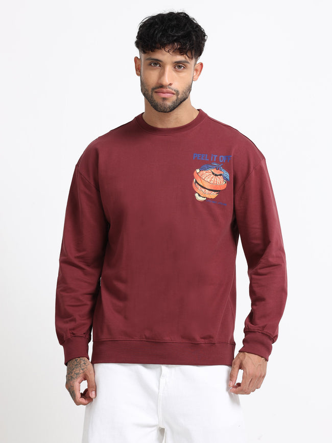 Men Rust Oversized Sweatshirt