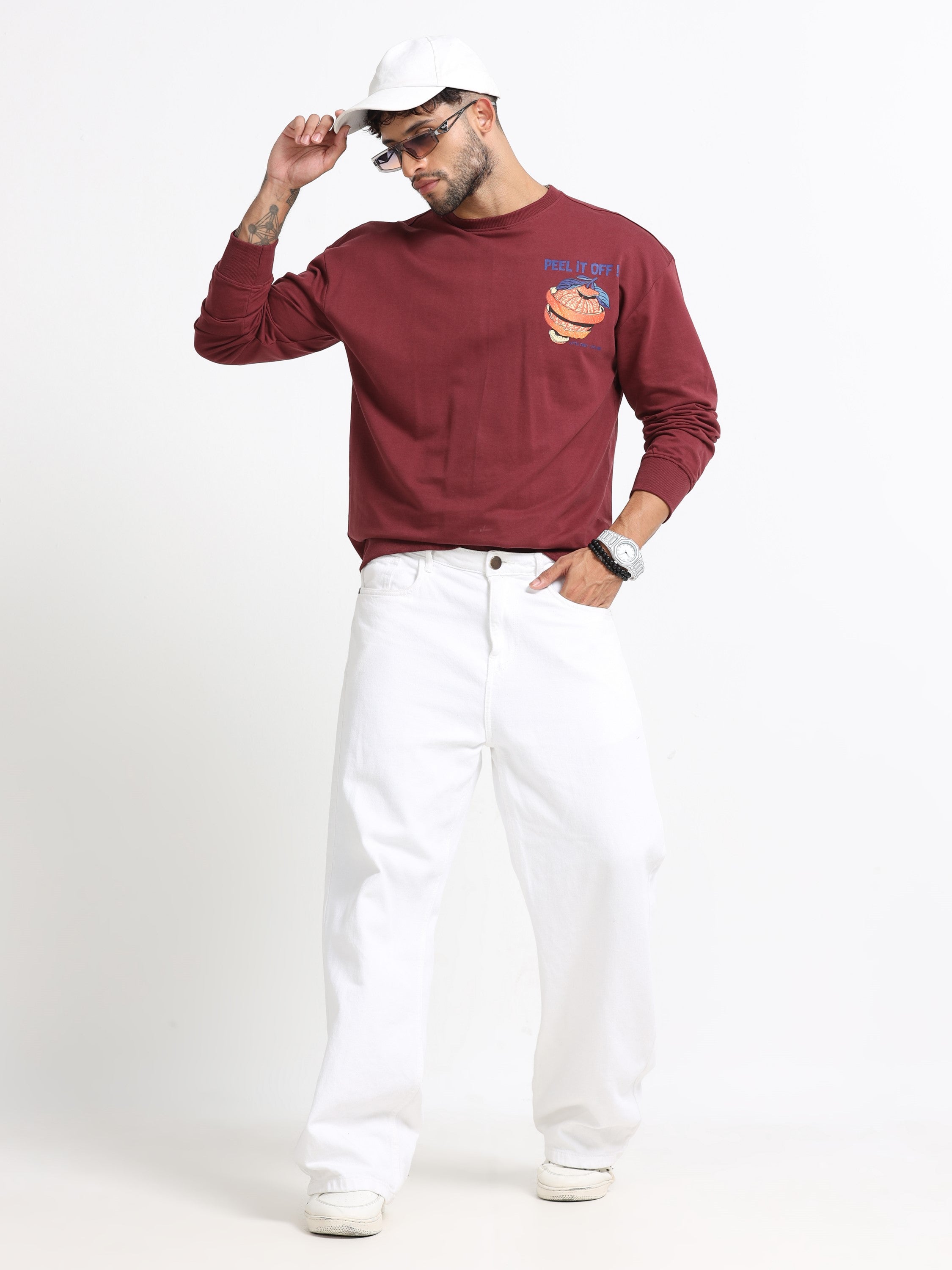 Men Rust Oversized Sweatshirt