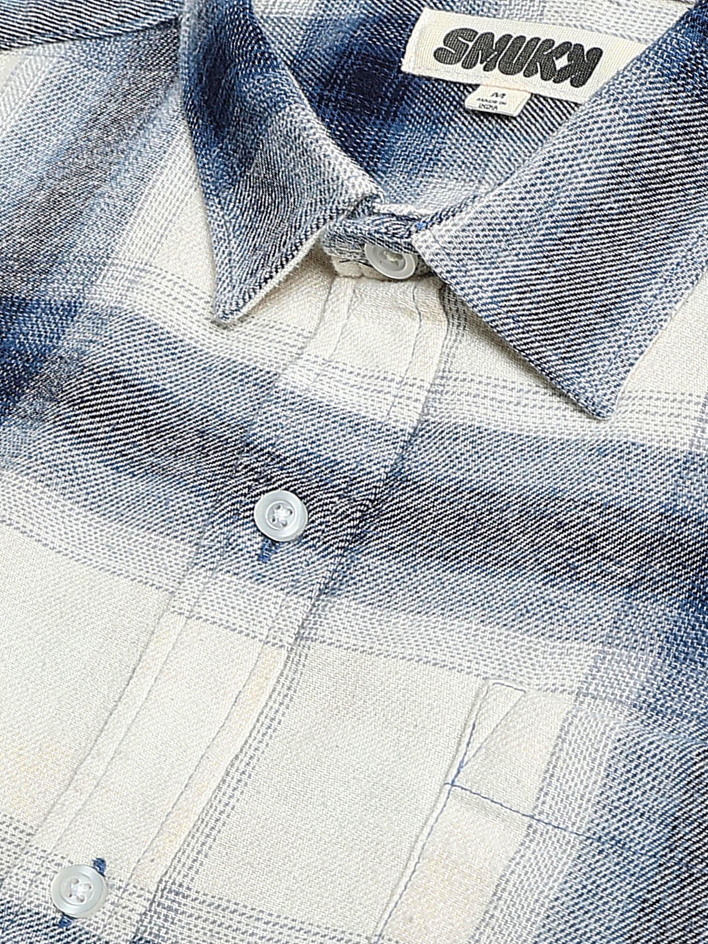 Men Blue & White Check Shirt