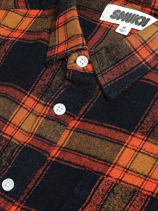 Men Orange Multi Check Shirt