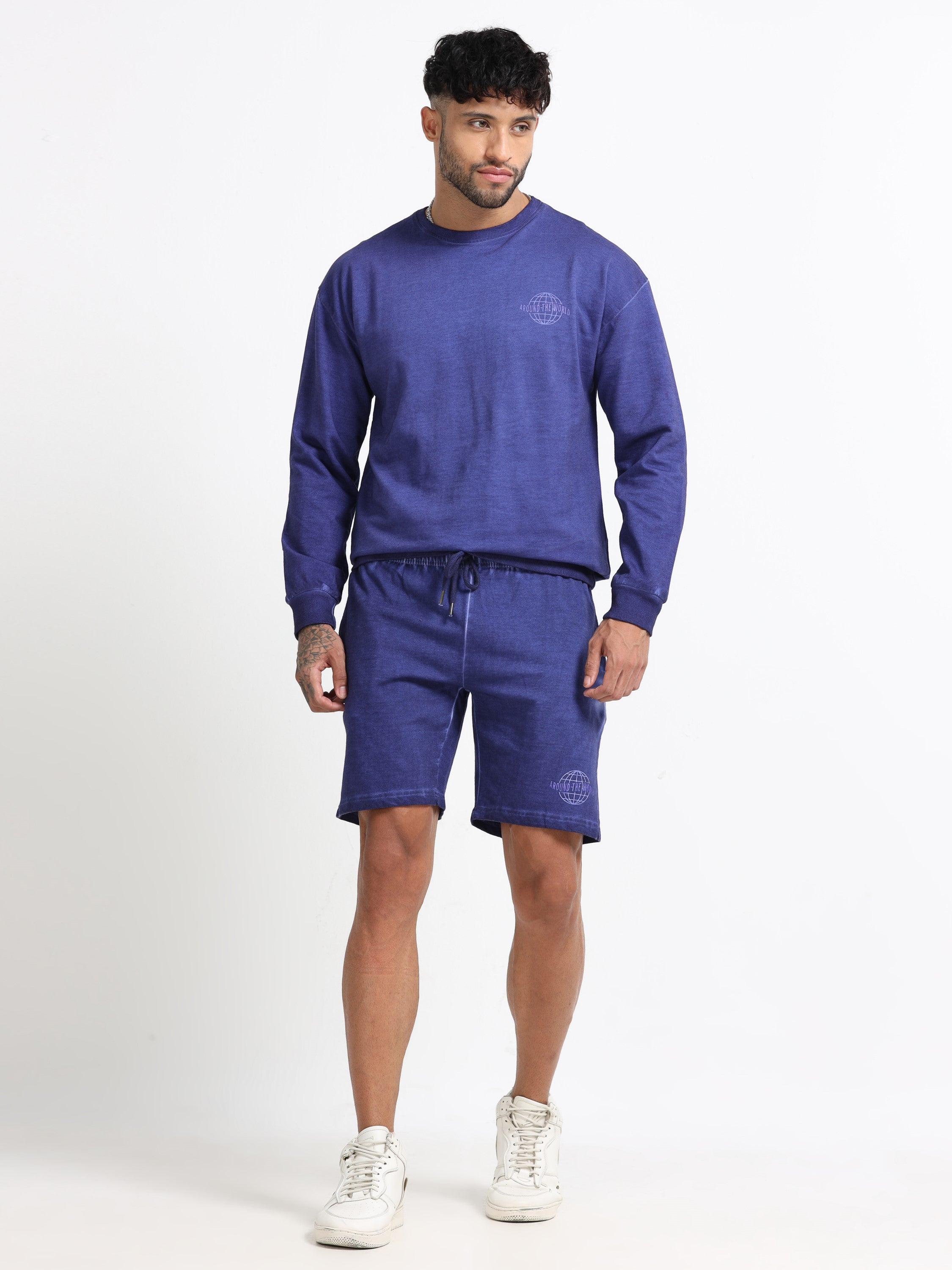 Men Purple Oversized Co-ord Set