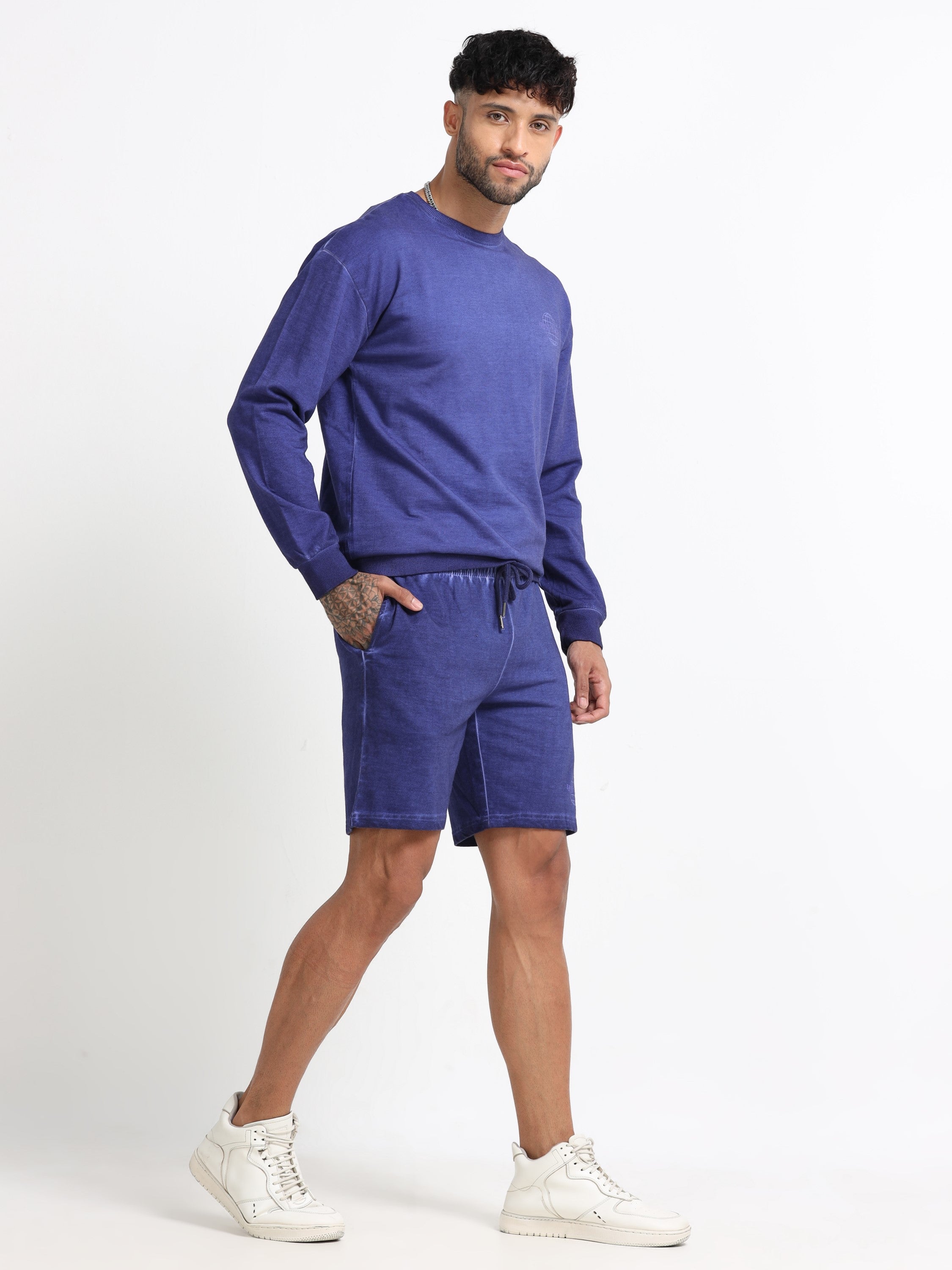 Men Purple Oversized Co-ord Set