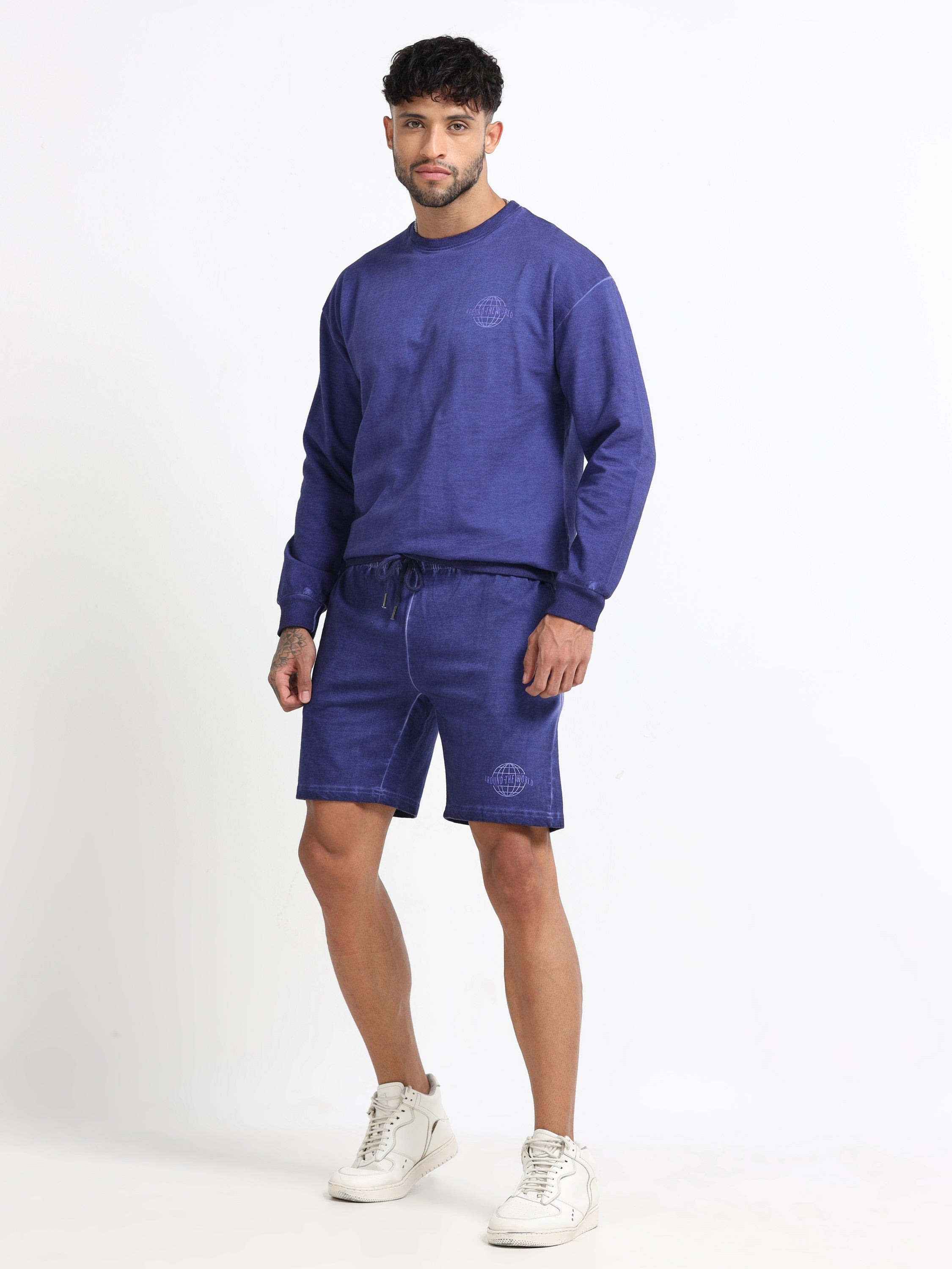Men Purple Oversized Co-ord Set