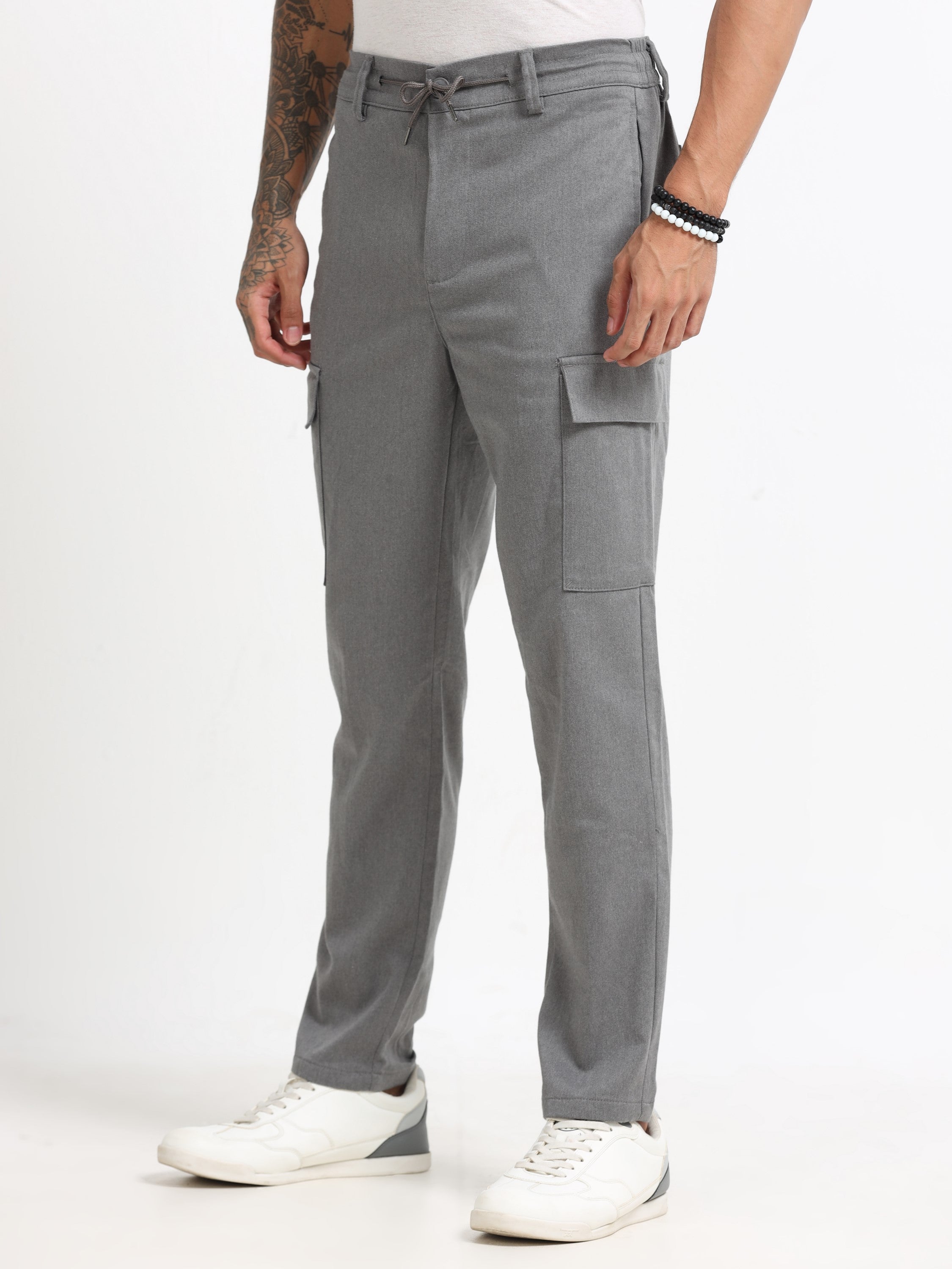 Men Grey Cargo Pants