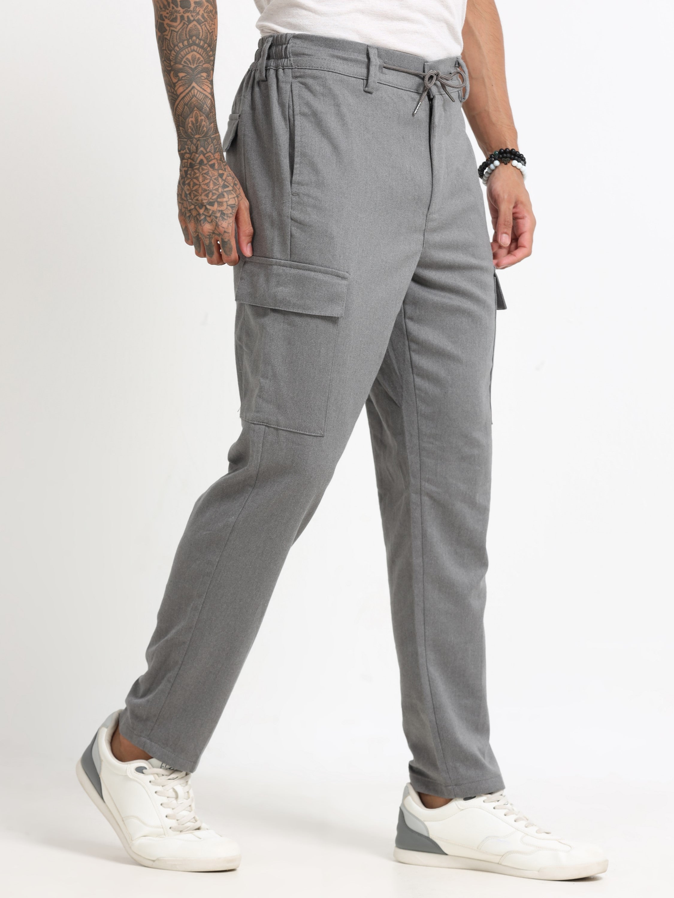 Men Grey Cargo Pants