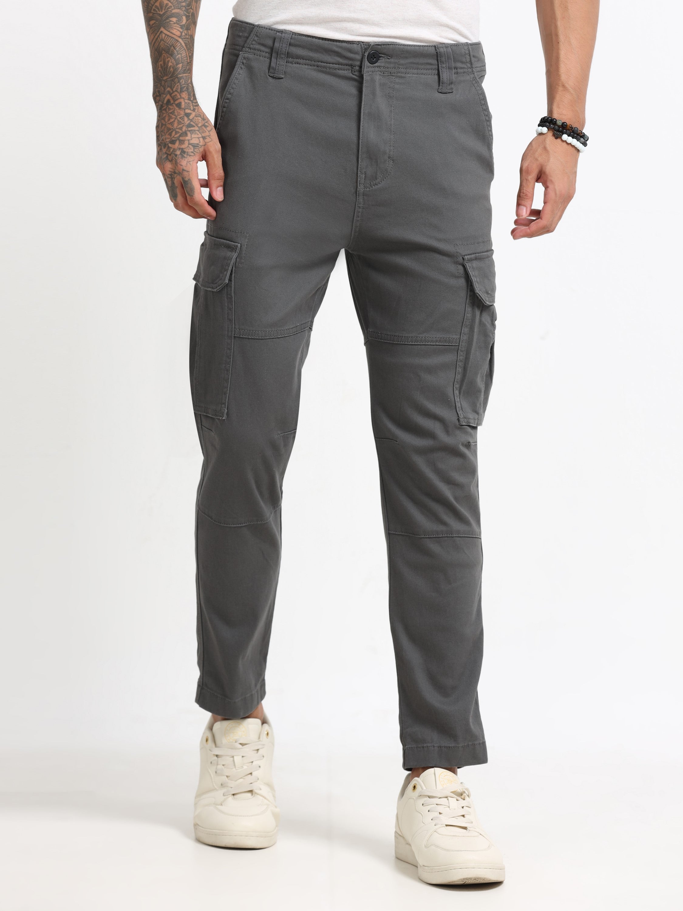 Men Dark Grey Cargo Pants