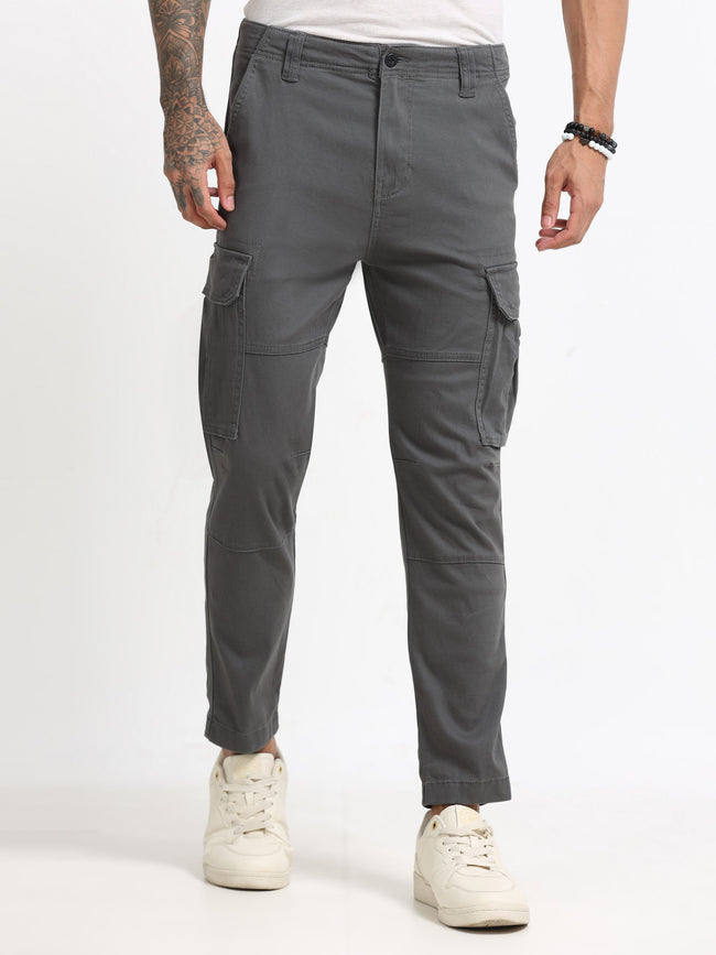 Men Dark Grey Cargo Pants