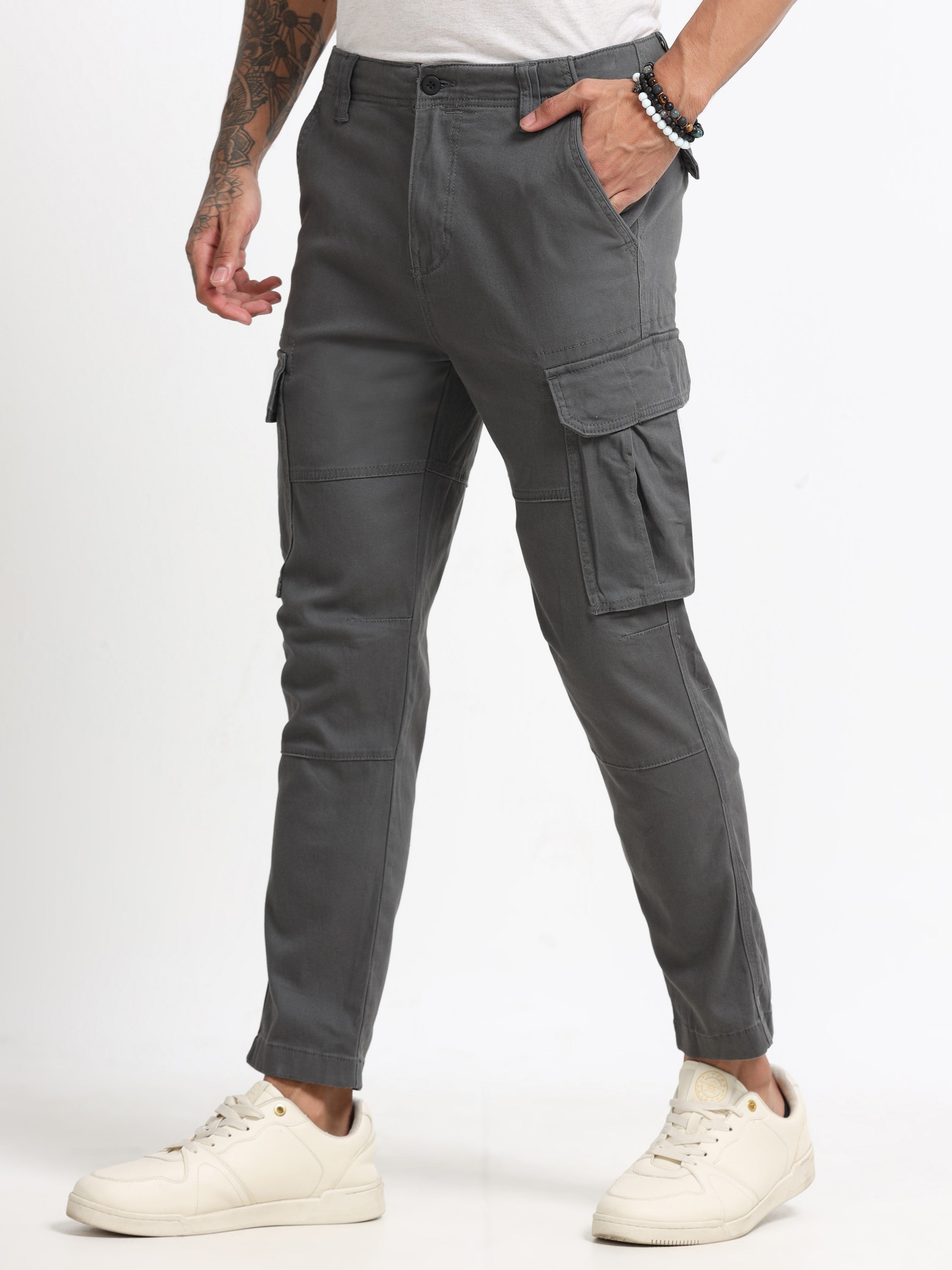 Men Dark Grey Cargo Pants