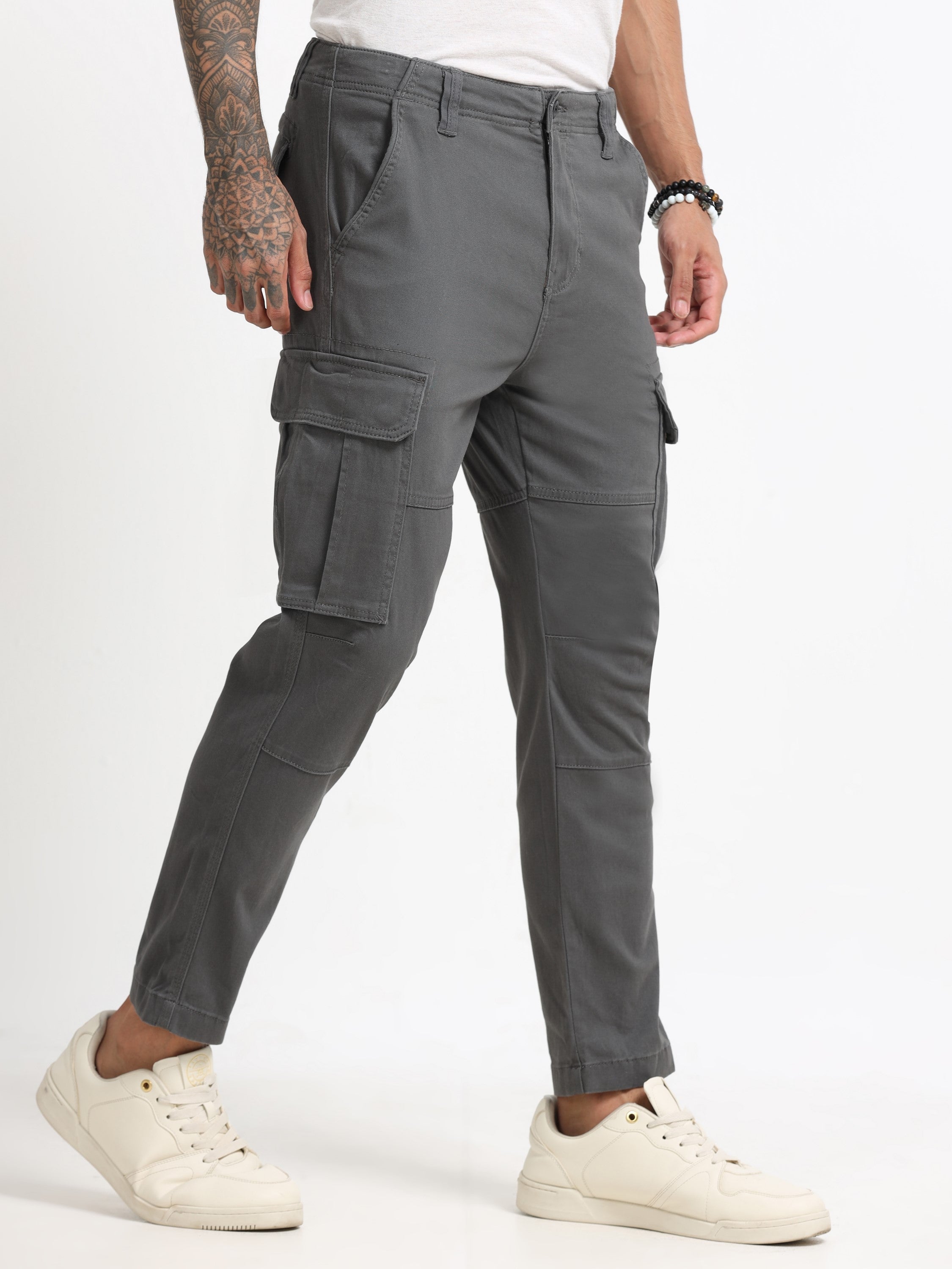 Men Dark Grey Cargo Pants