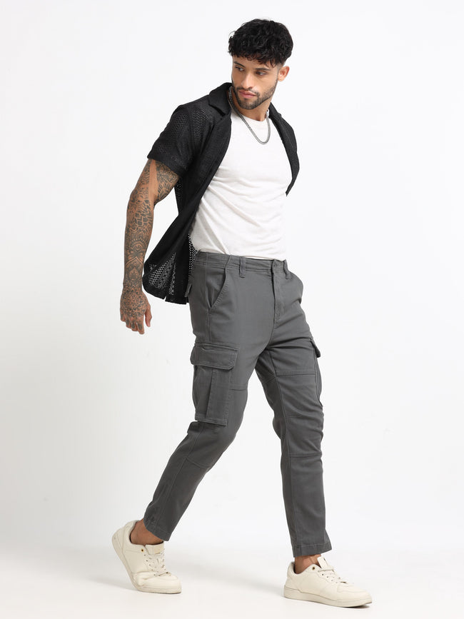 Men Dark Grey Cargo Pants