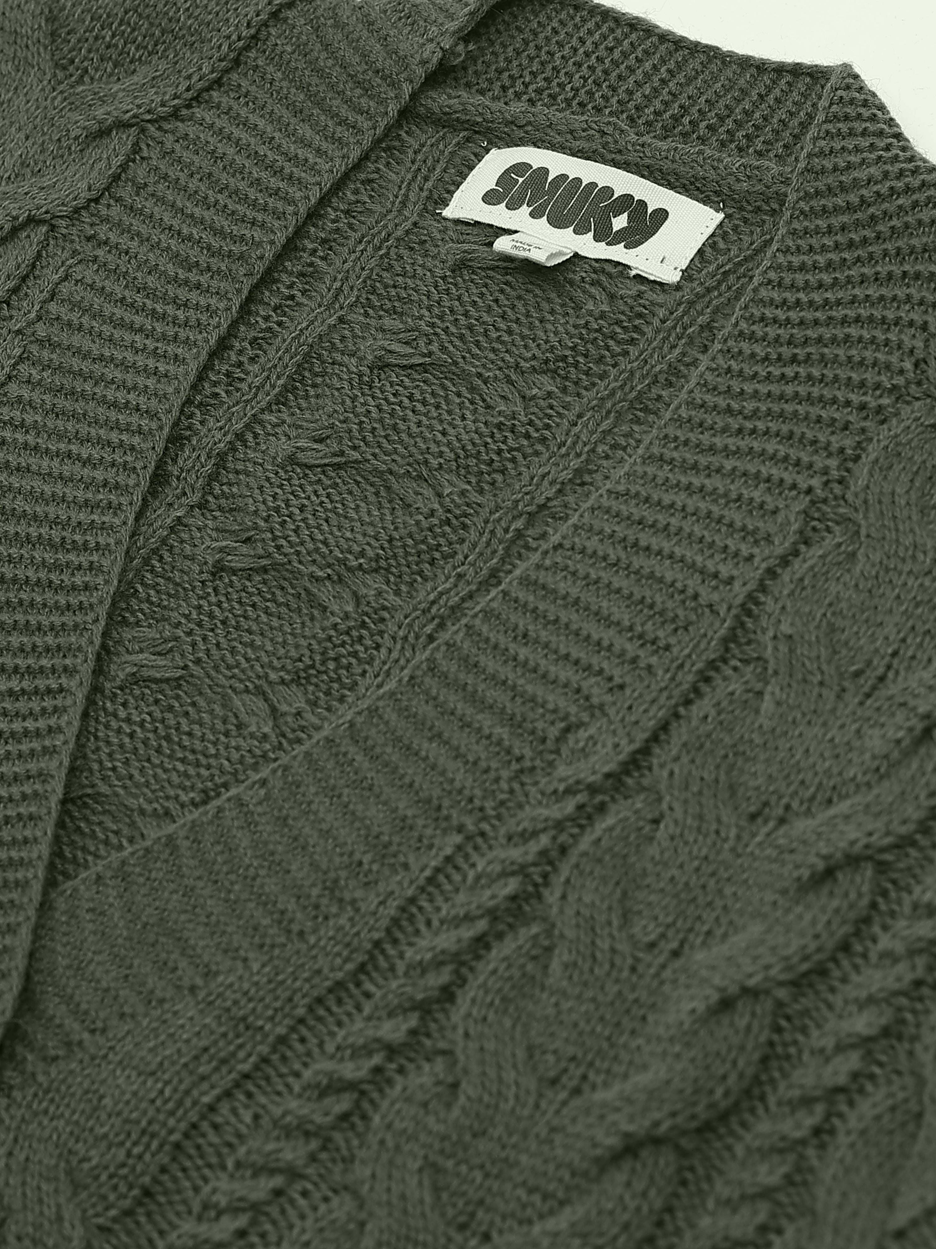 Women Olive Knitted Cardigan