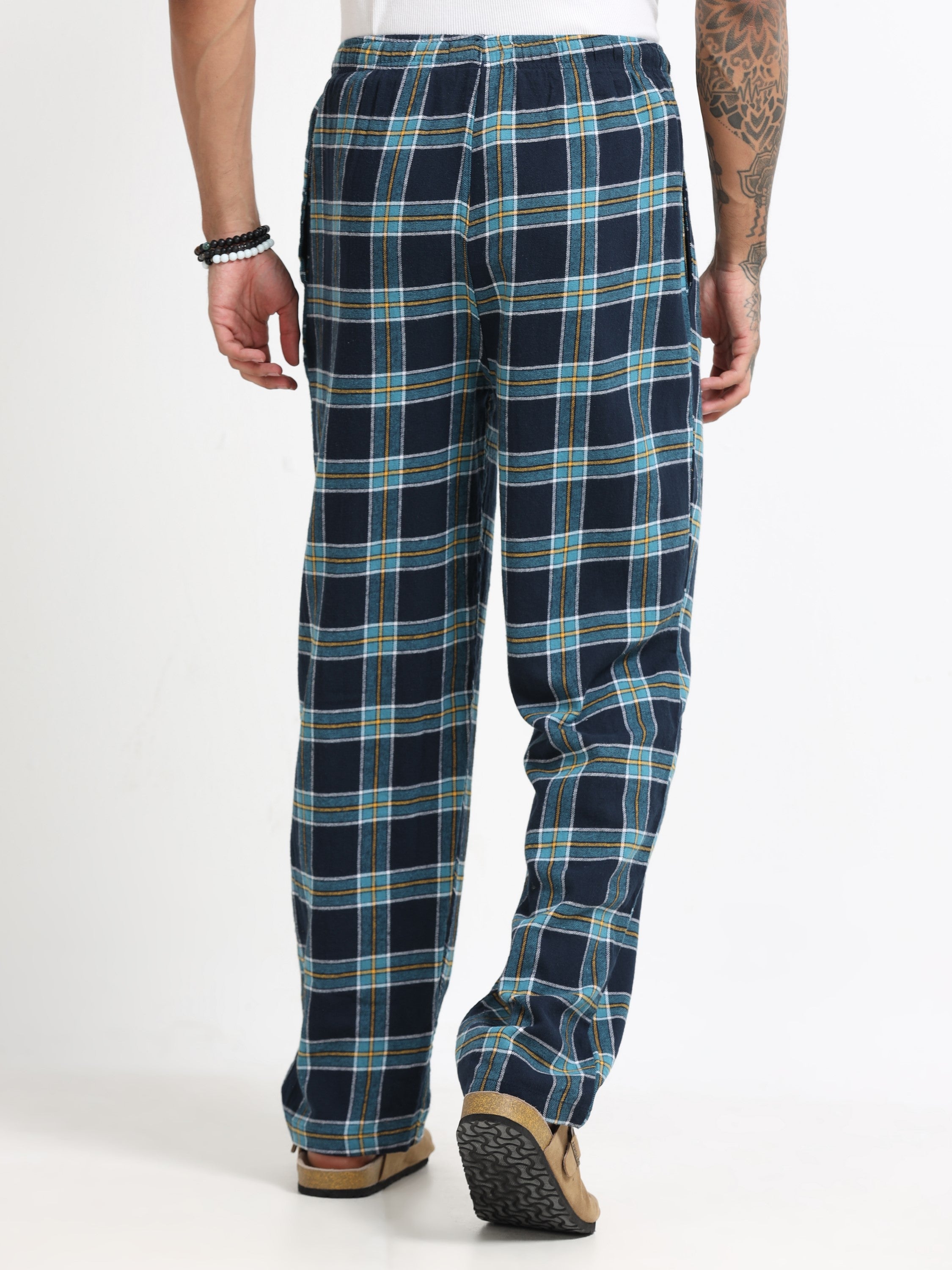 Men Blue Check Lounge Pants