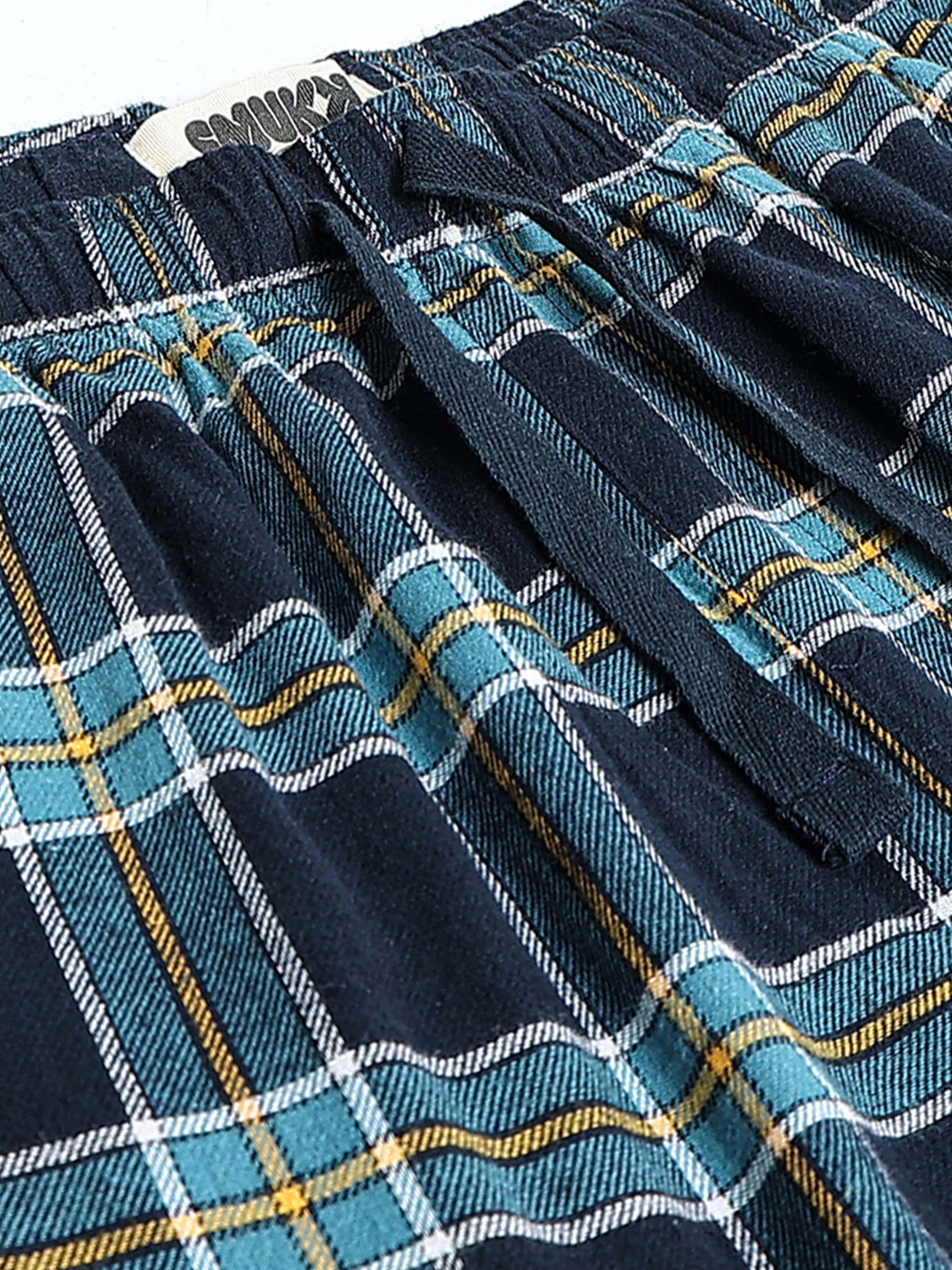 Men Blue Check Lounge Pants