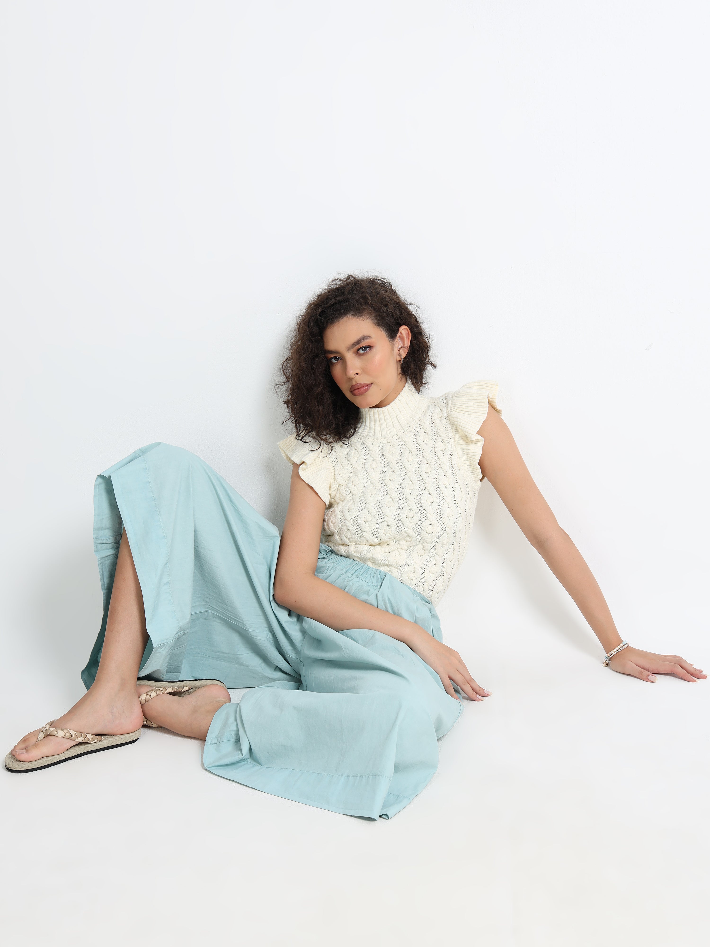 Women Blue Flare Fit Pants