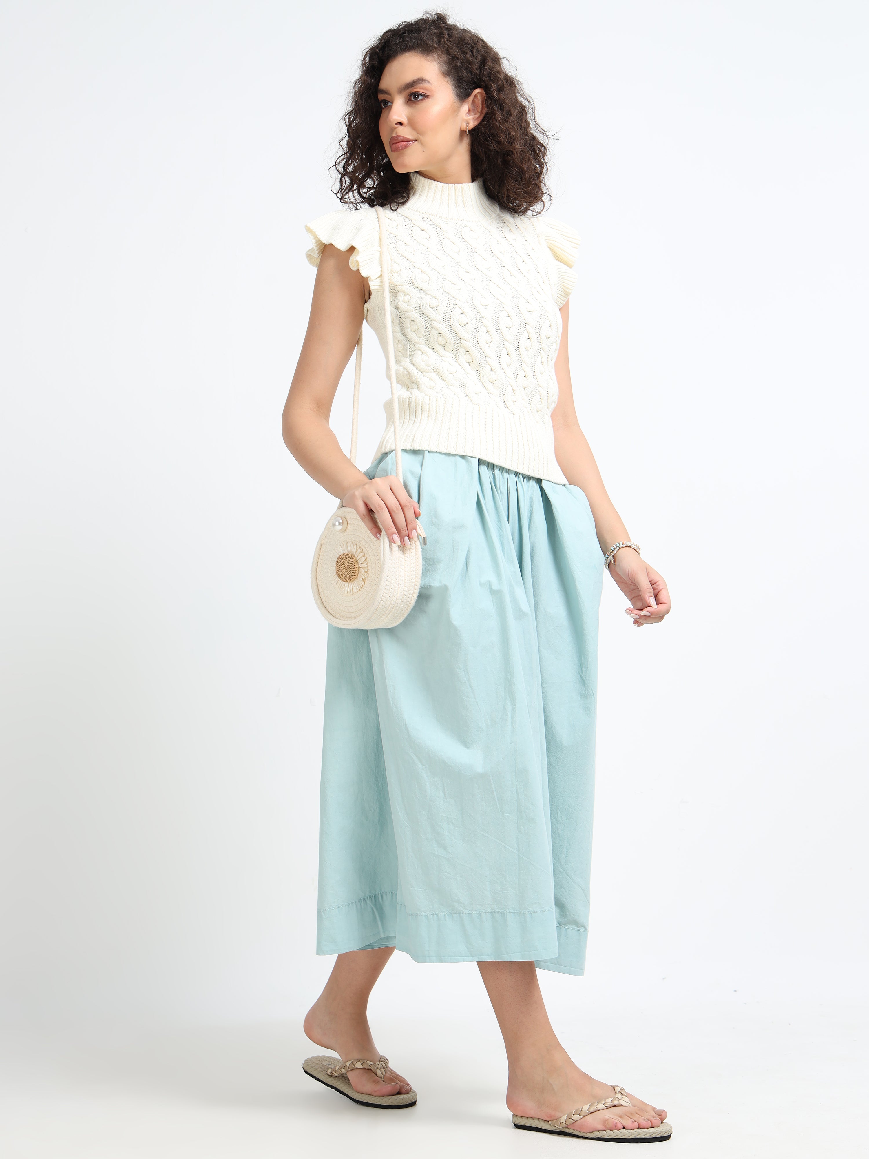 Women Blue Flare Fit Pants