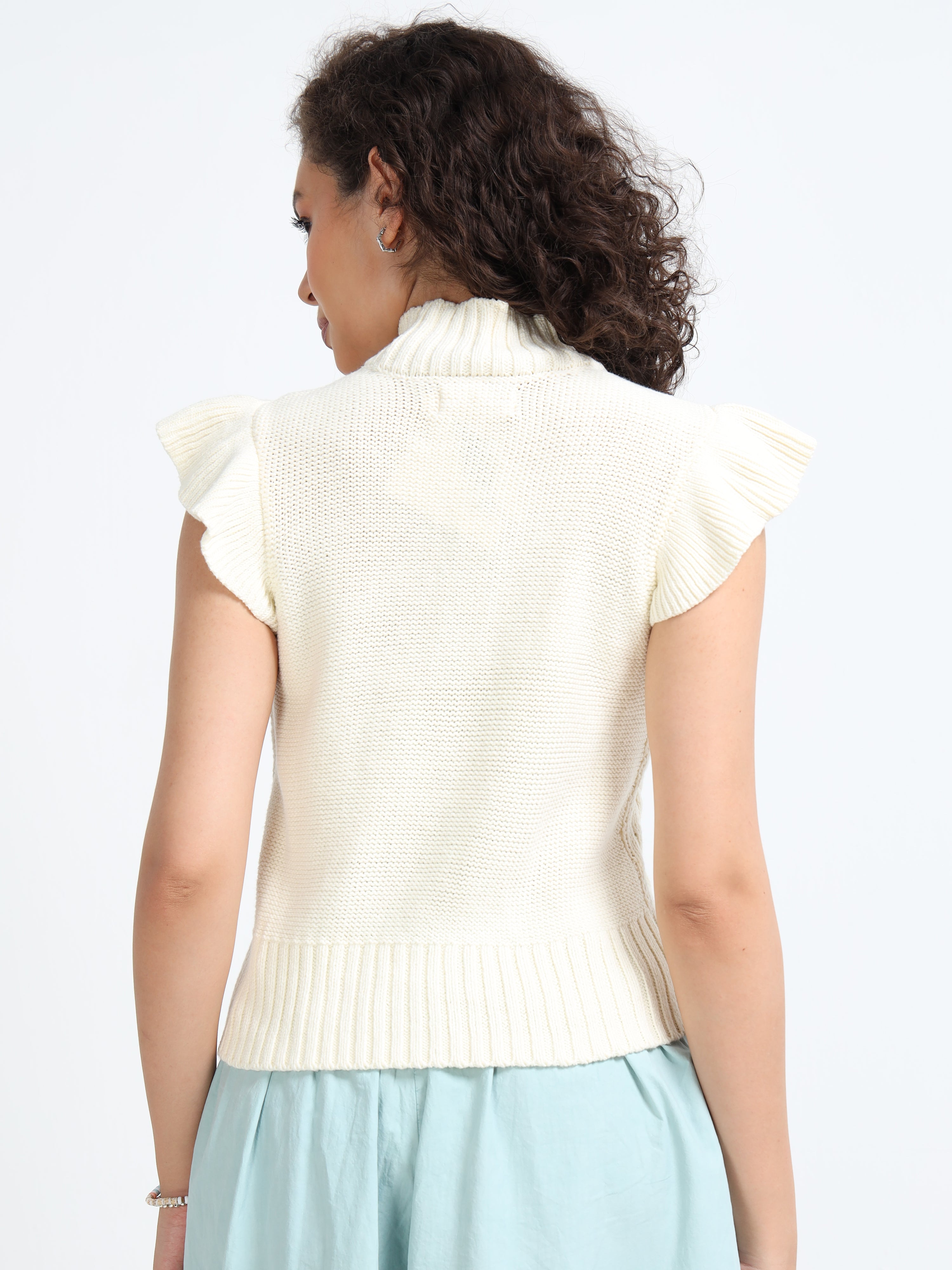 Women Cream Cable Knit Sweater