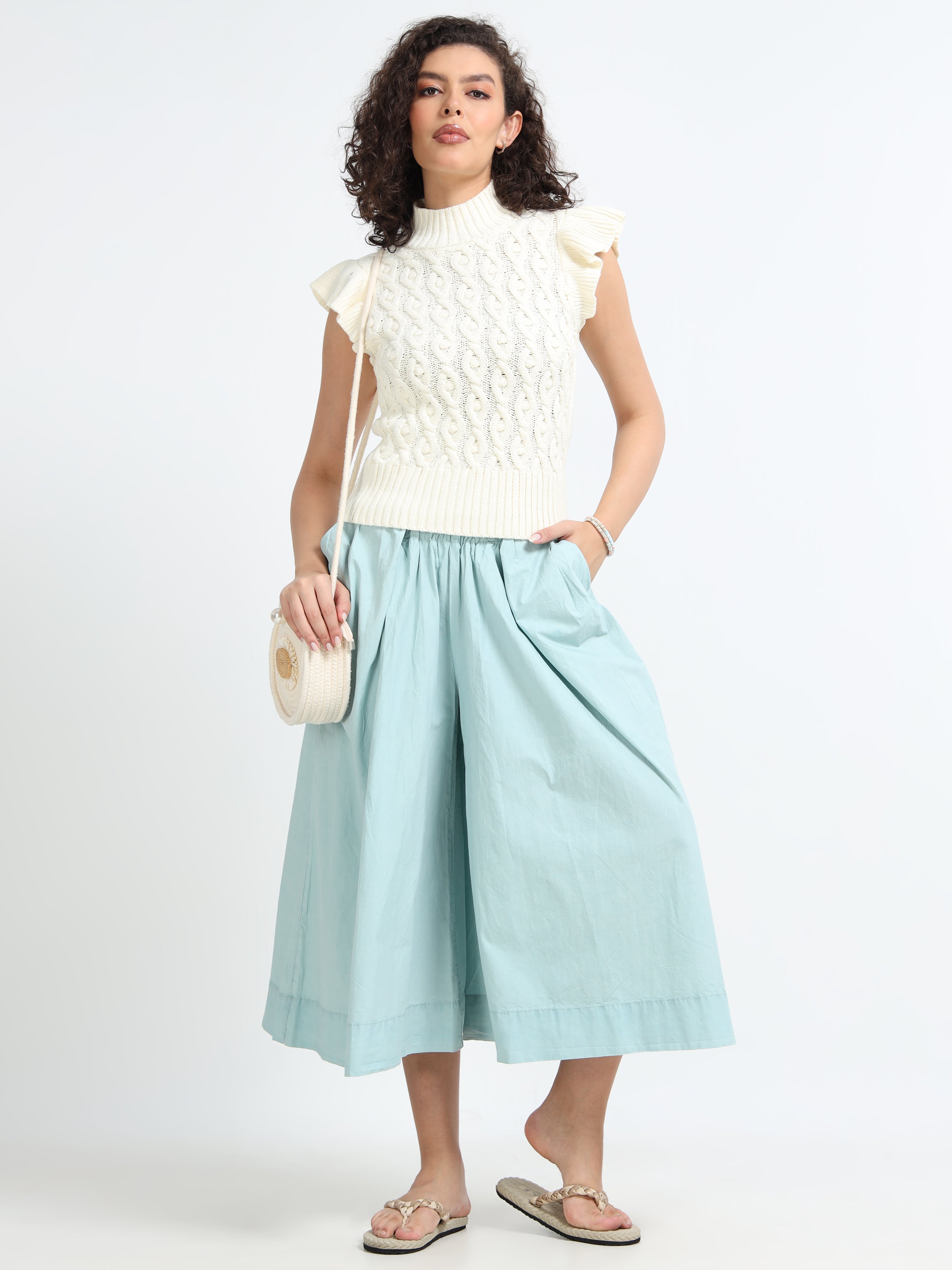 Women Cream Cable Knit Sweater