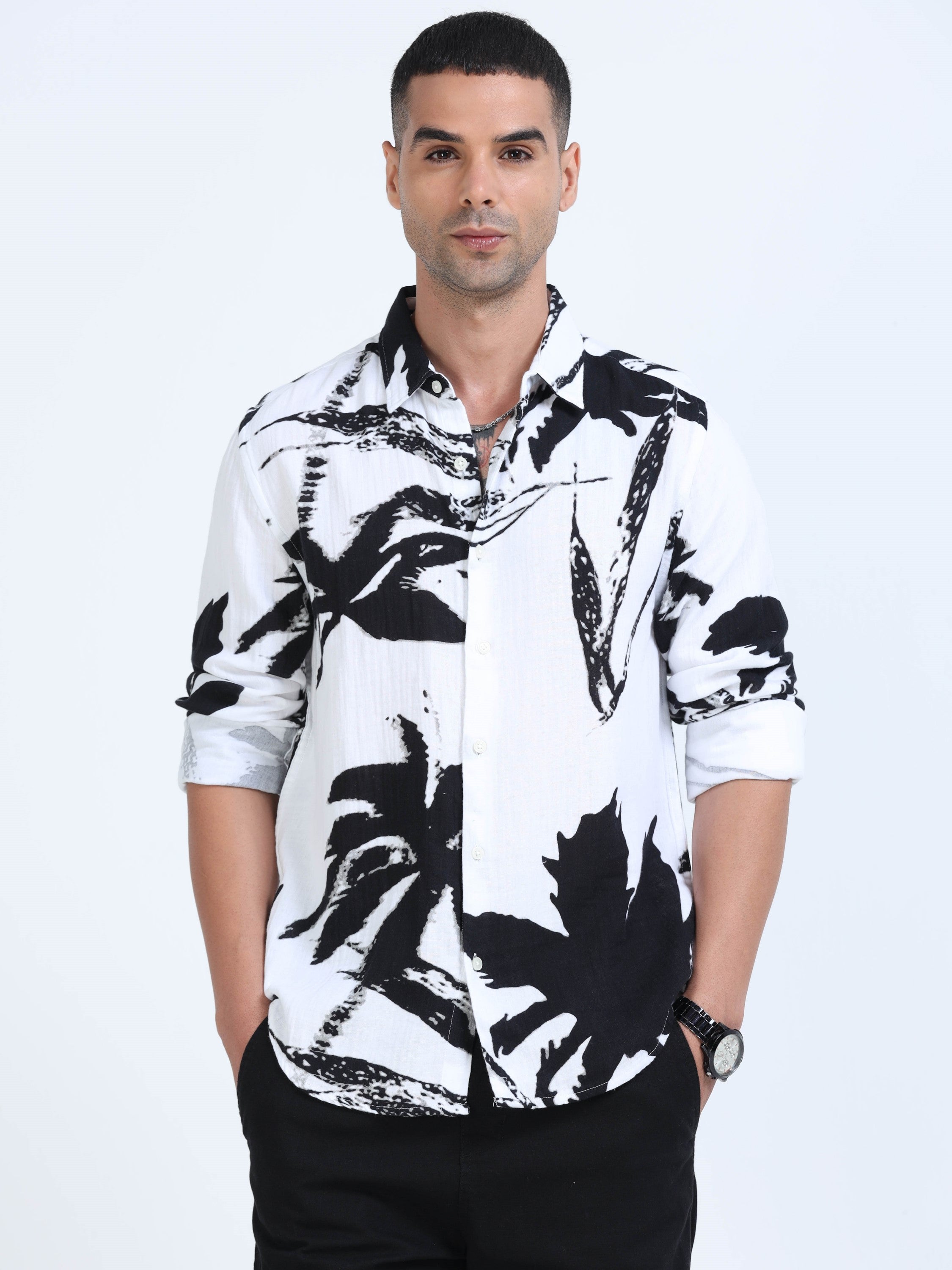 Men Black Printed Resort Shirt