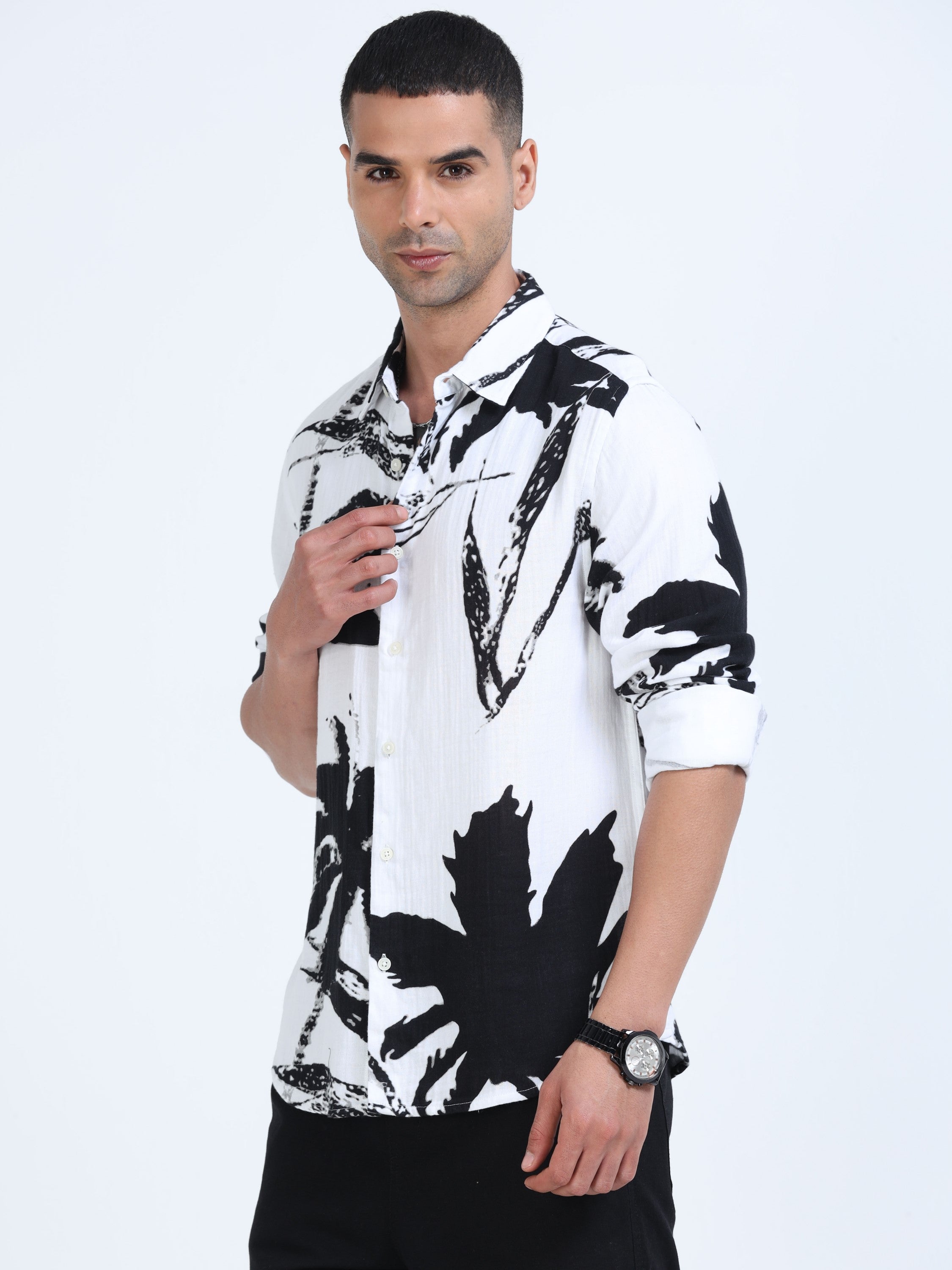 Men Black Printed Resort Shirt