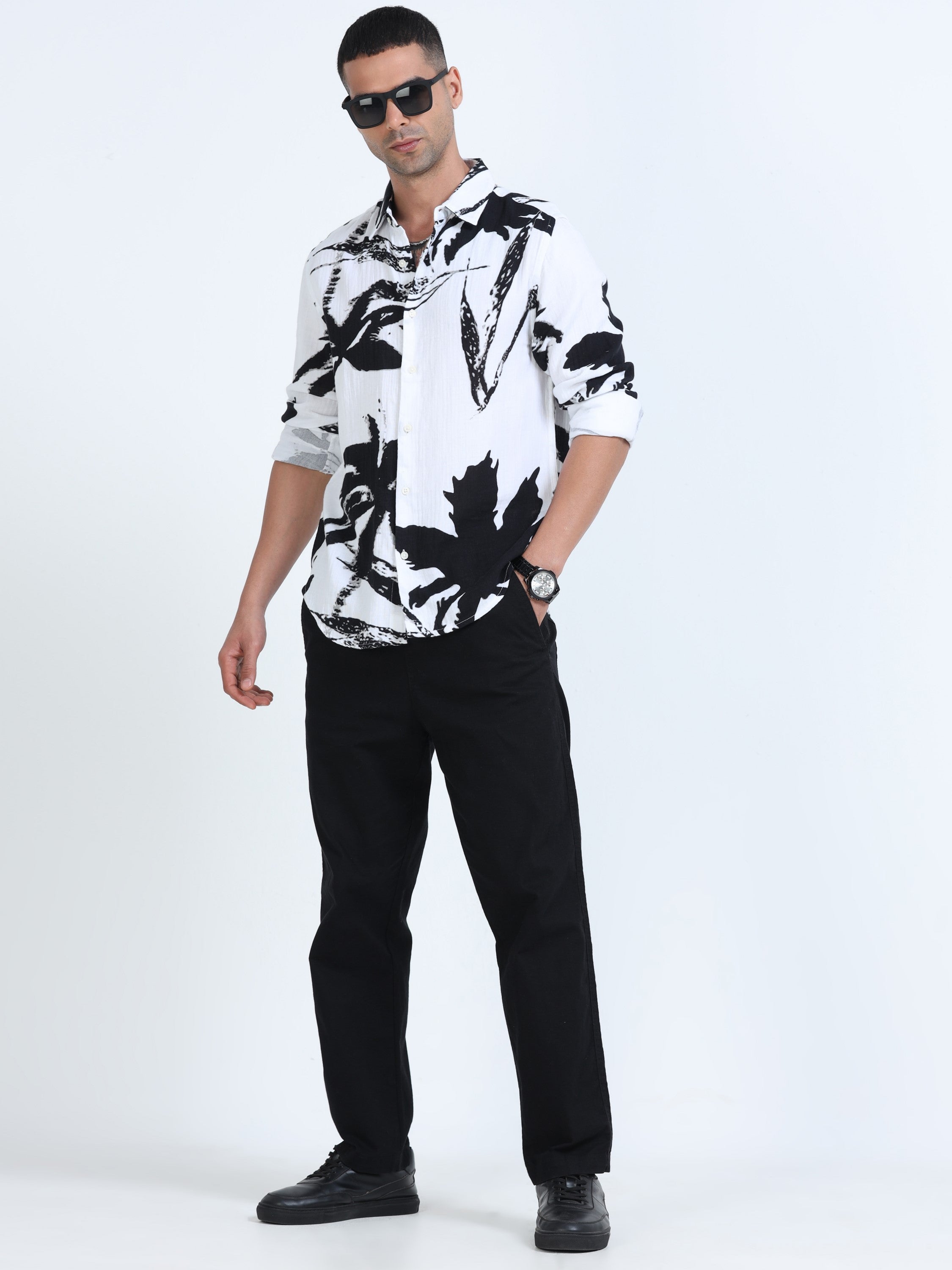 Men Black Printed Resort Shirt