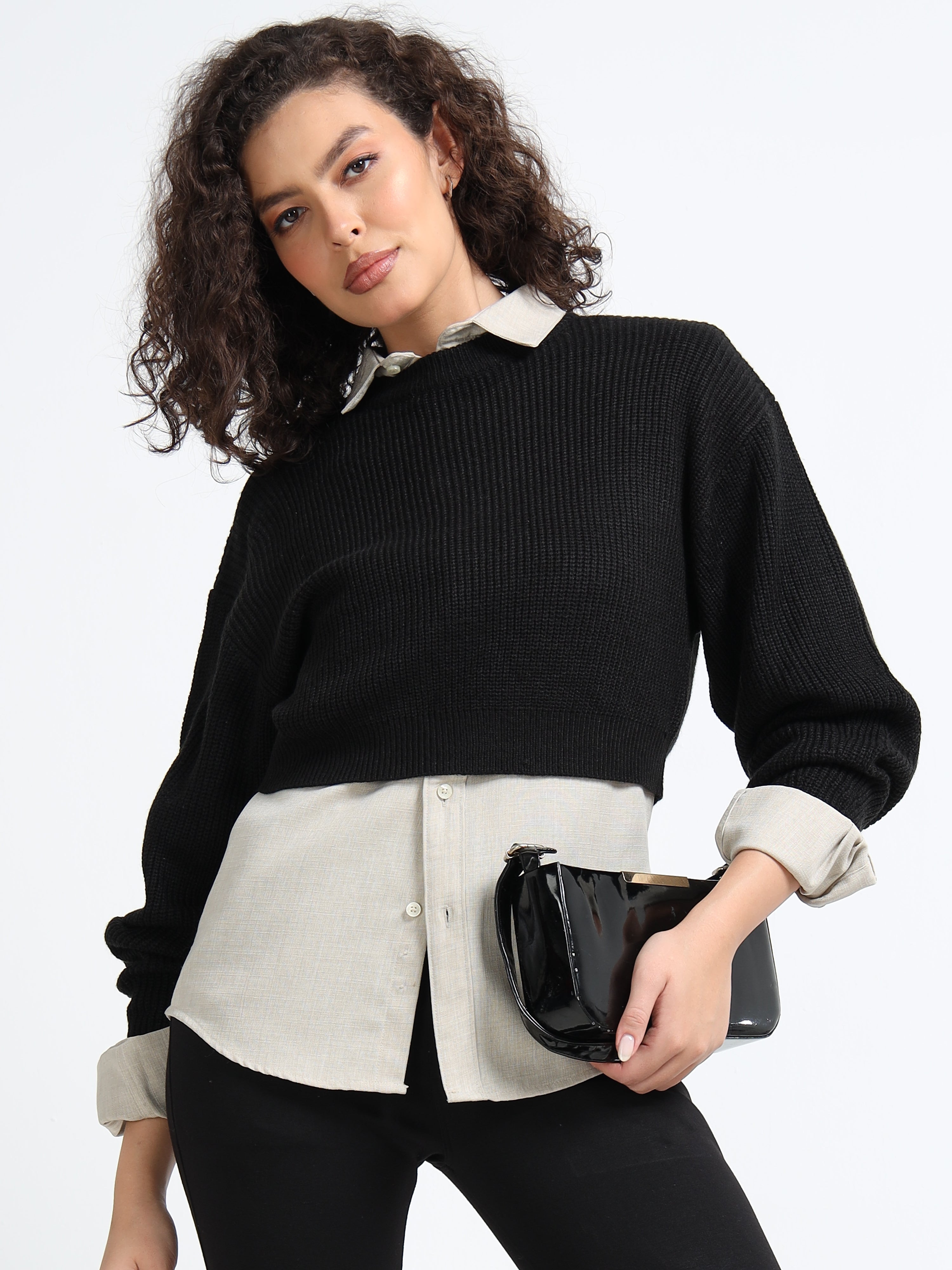 Women Balloon Sleeve Sweater