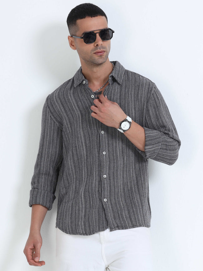 Men Fashion Black Stripe Shirt