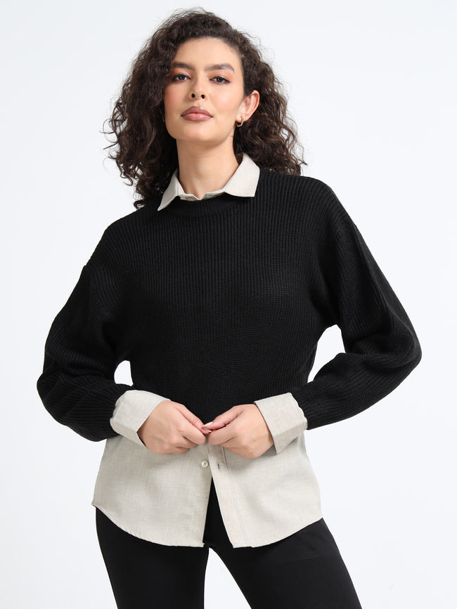Women Balloon Sleeve Sweater