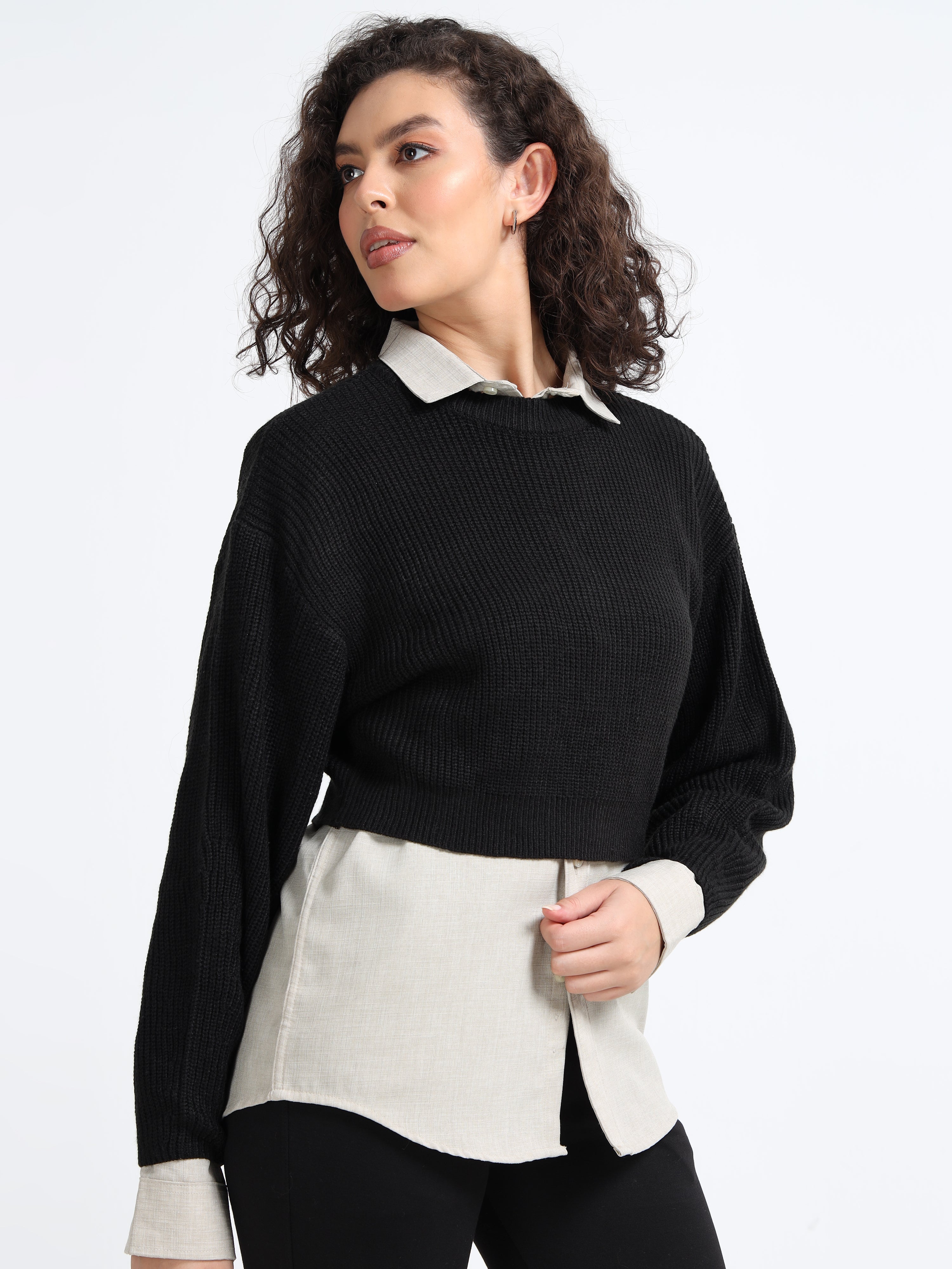 Women Balloon Sleeve Sweater