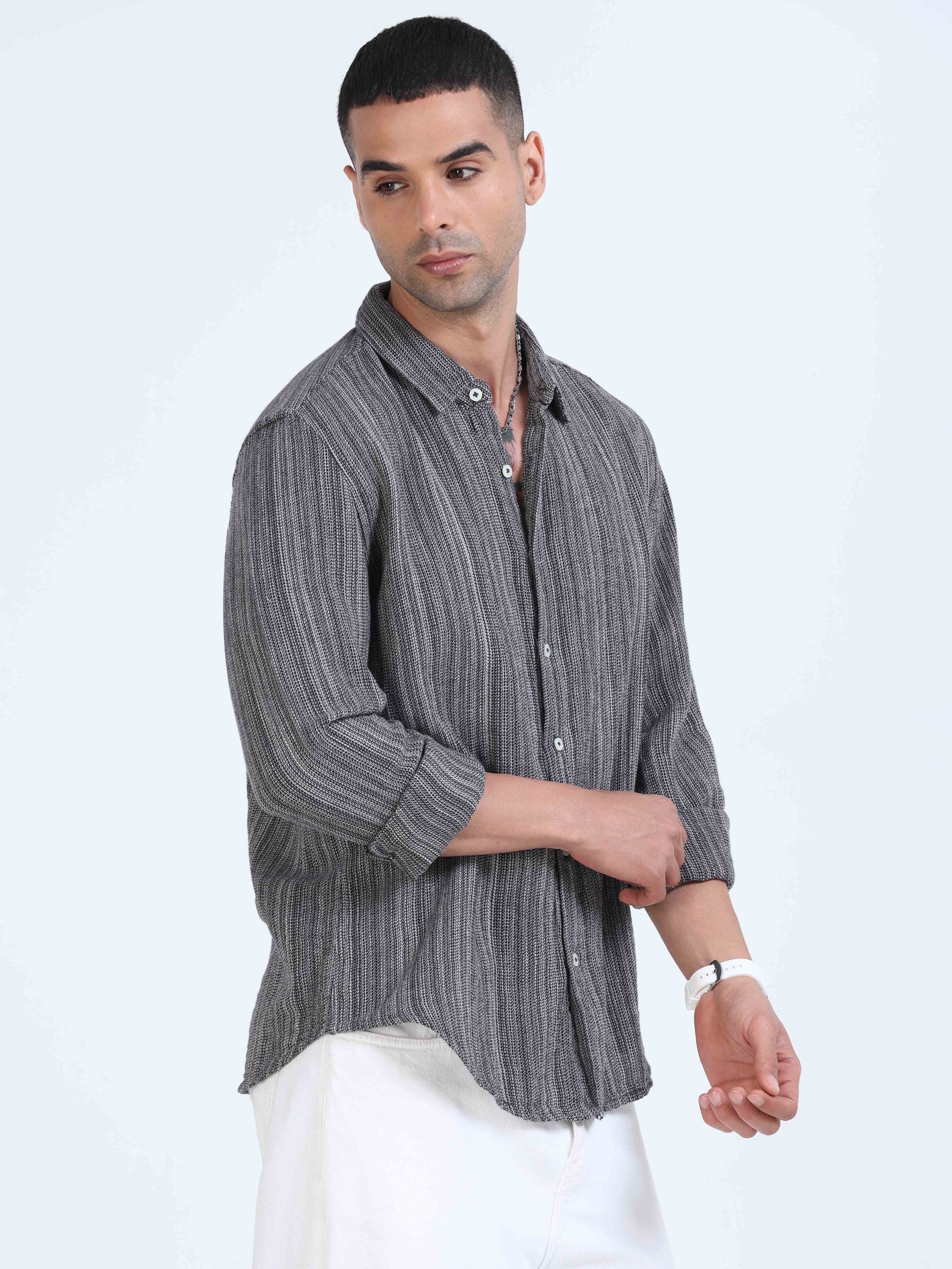 Men Fashion Black Stripe Shirt
