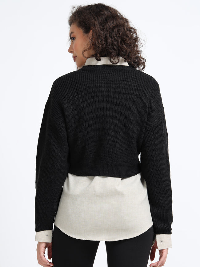 Women Balloon Sleeve Sweater