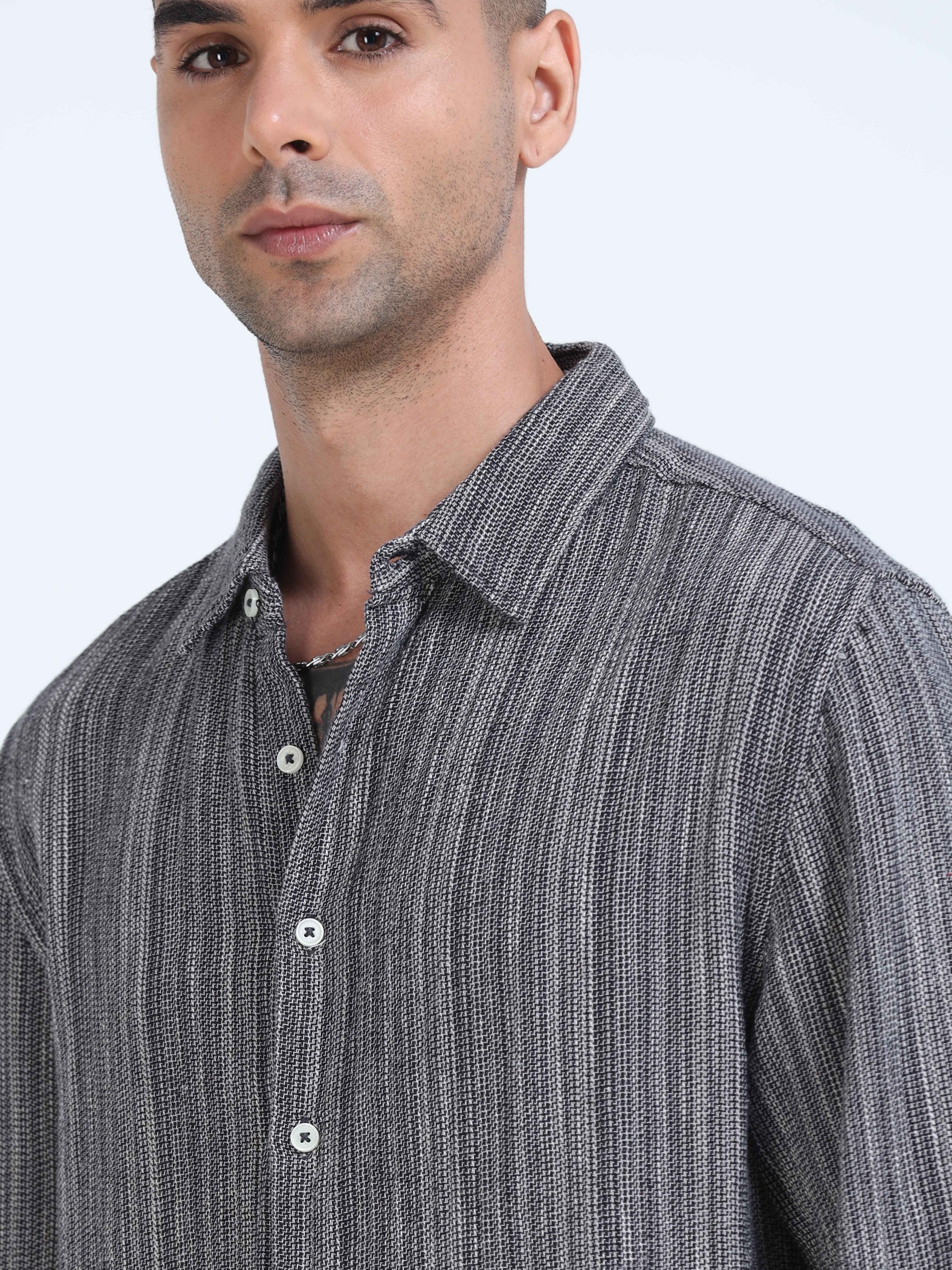 Men Fashion Black Stripe Shirt