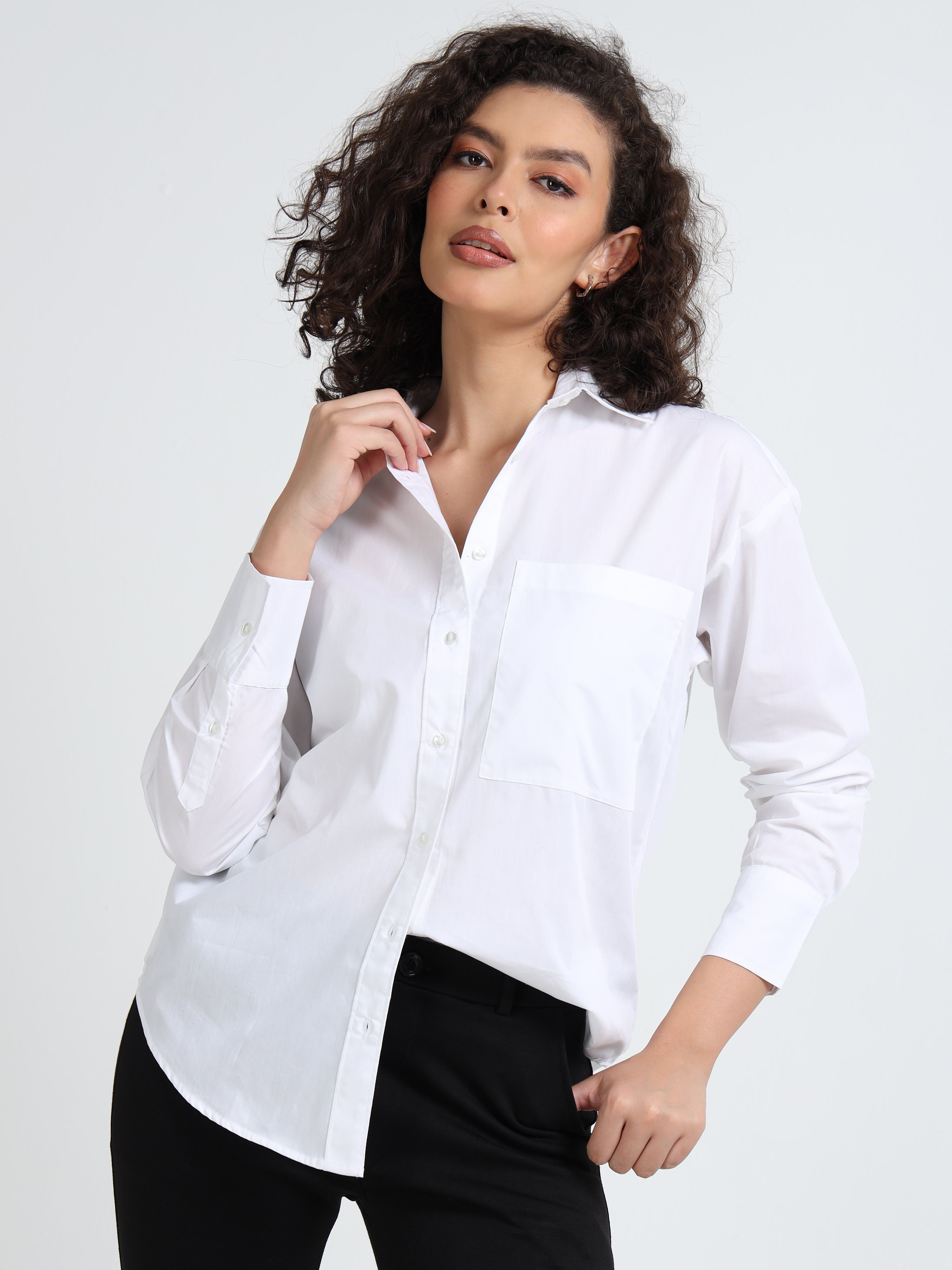Women White Classic Button Shirt