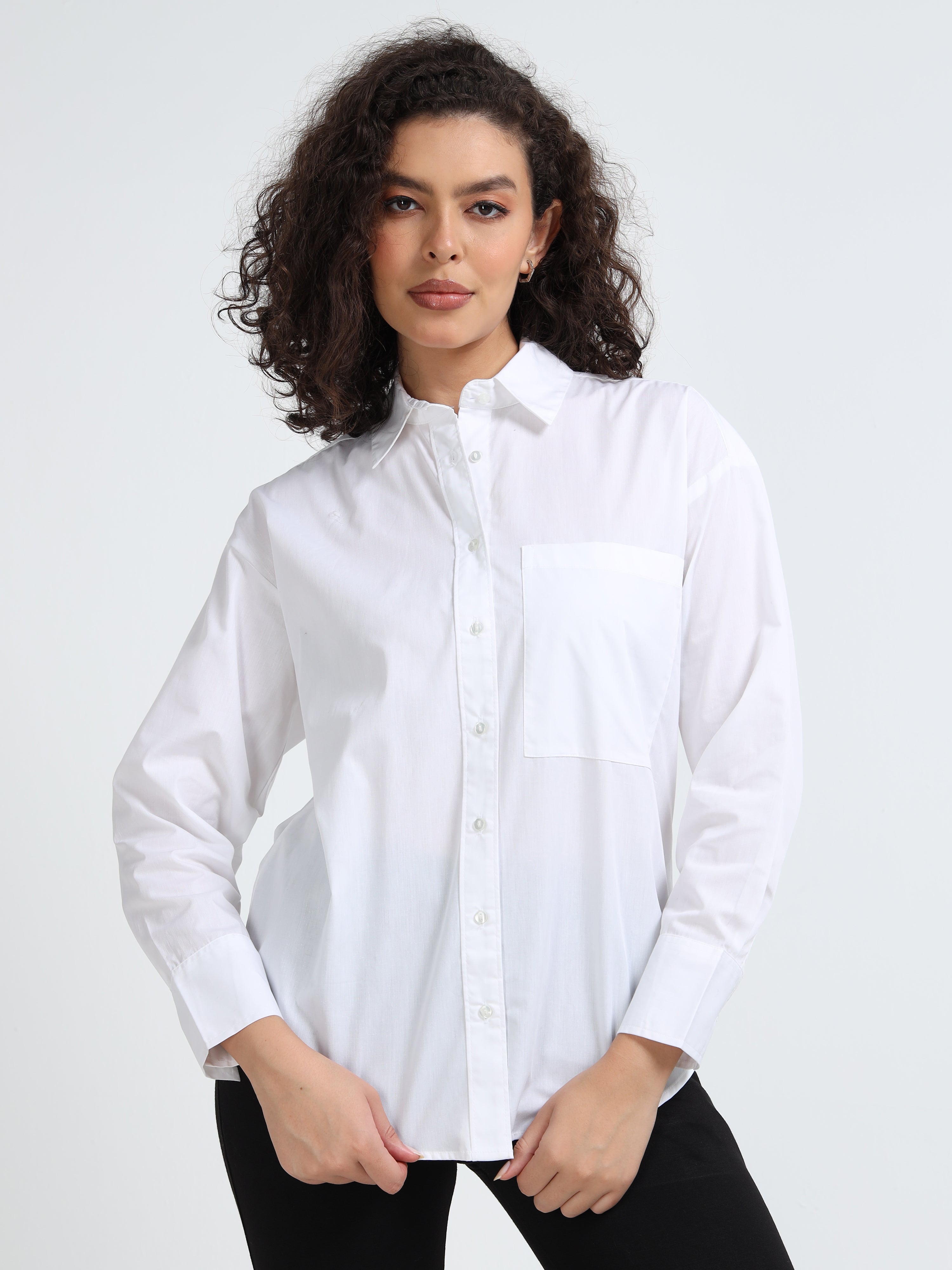Women White Classic Button Shirt