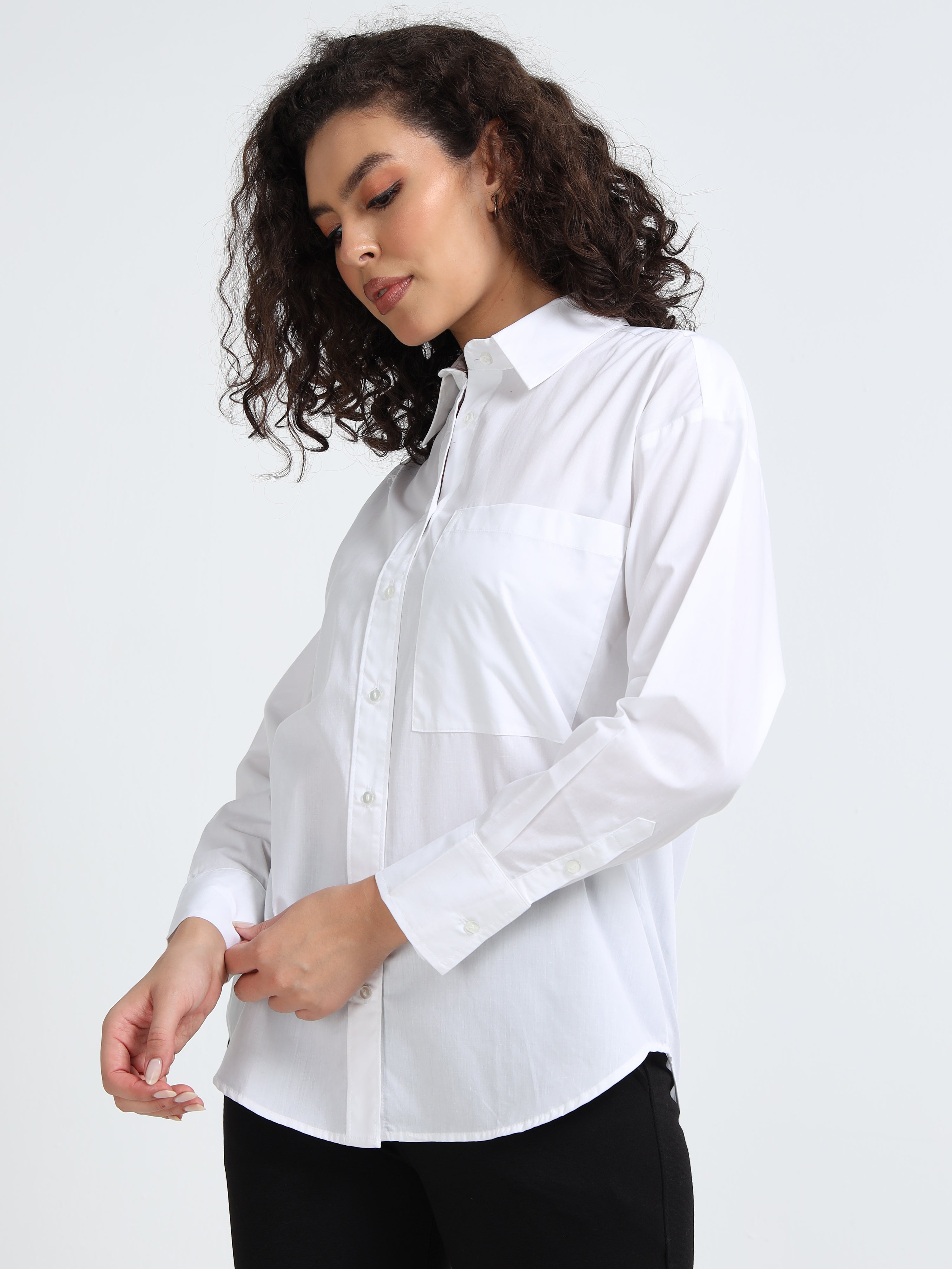 Women White Classic Button Shirt
