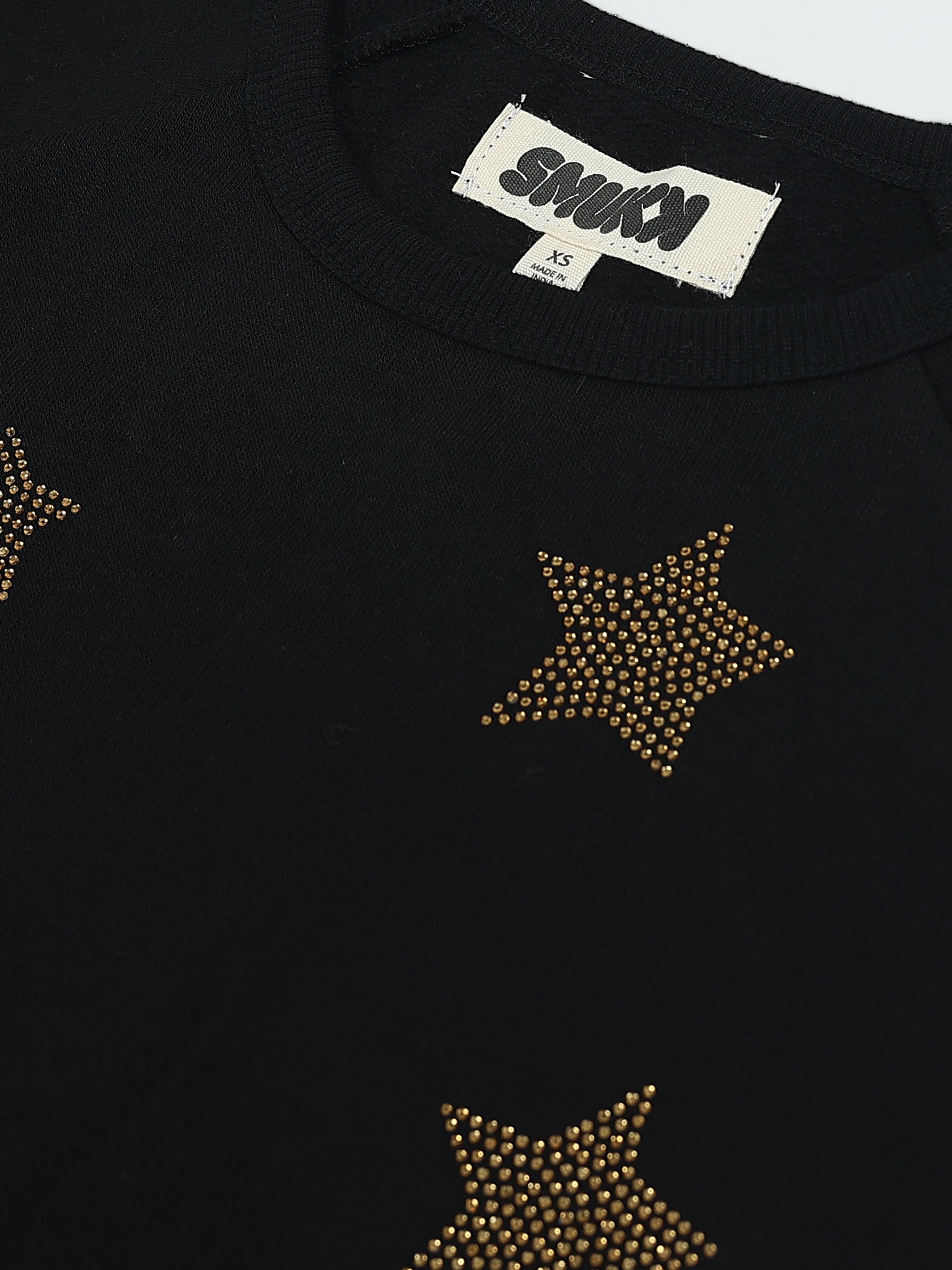 Women Black Gold Star Sweater