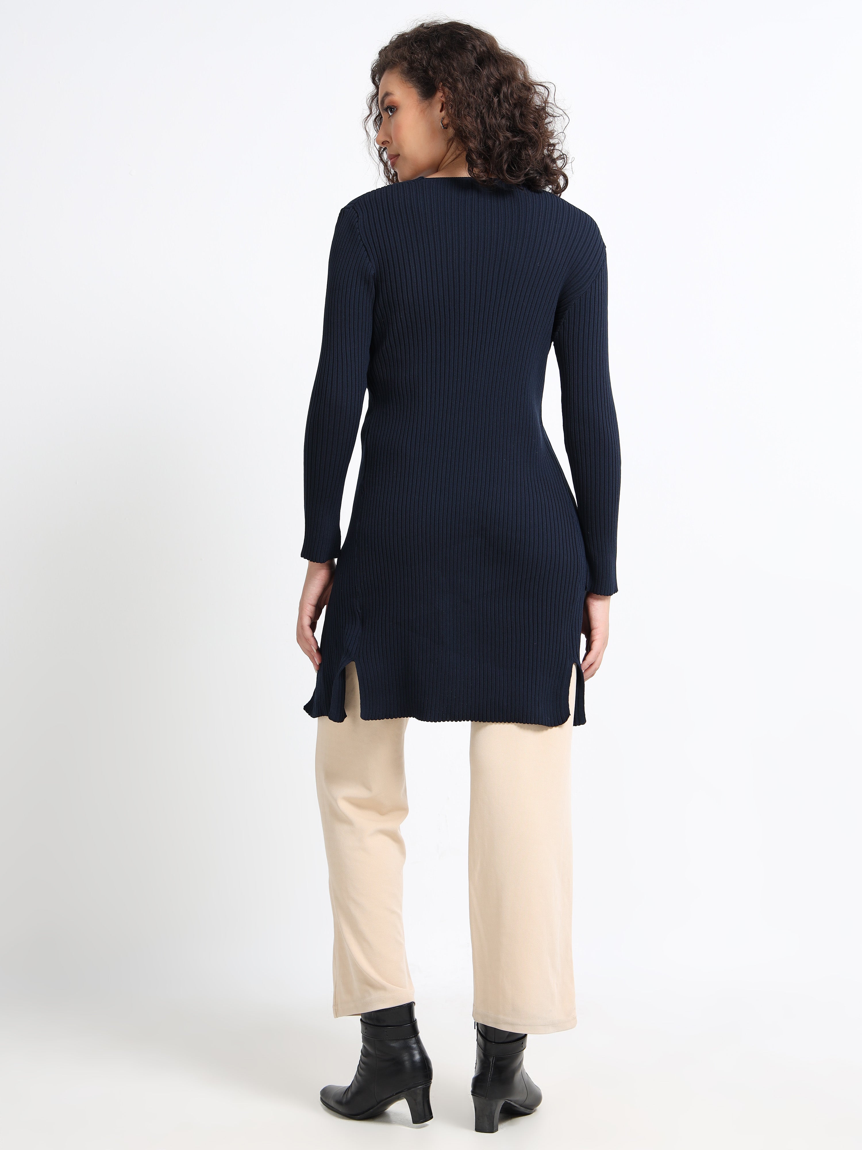 Women Navy Long Cardigan