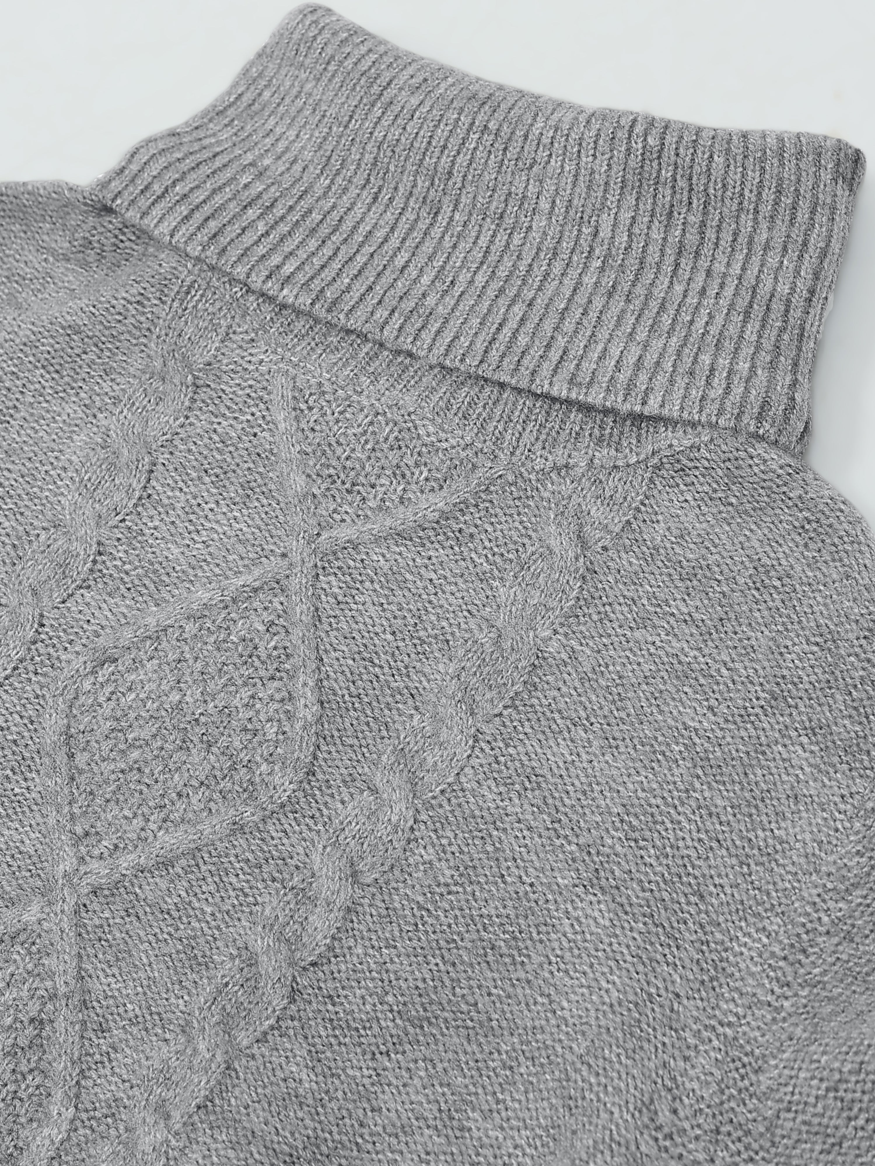 Women Grey Turtle Neck Winter Dress