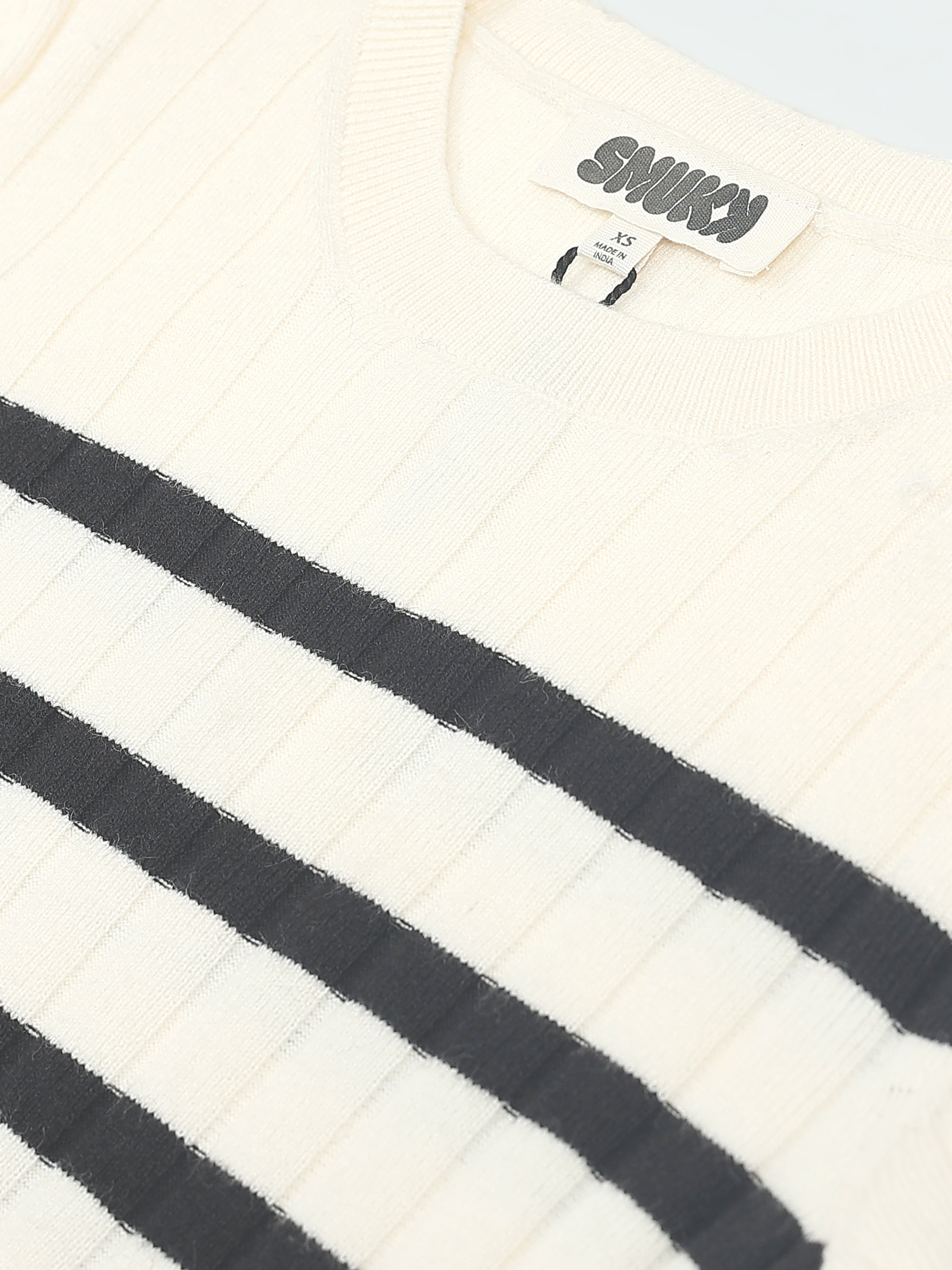 Women Black Stripe Winter Dress