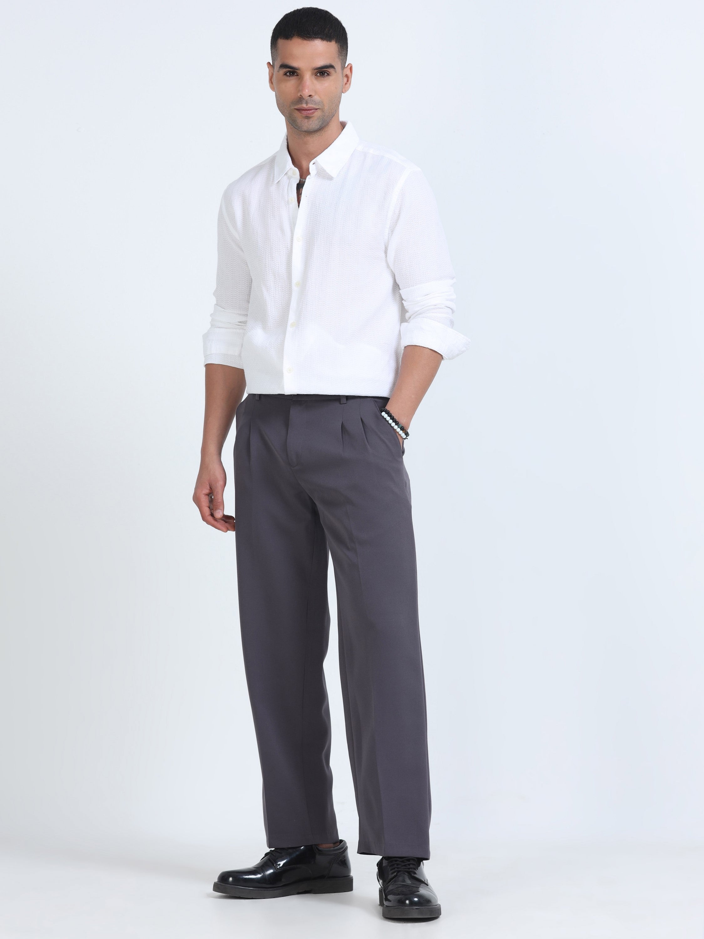 Men White Cotton Regular Fit Shirt