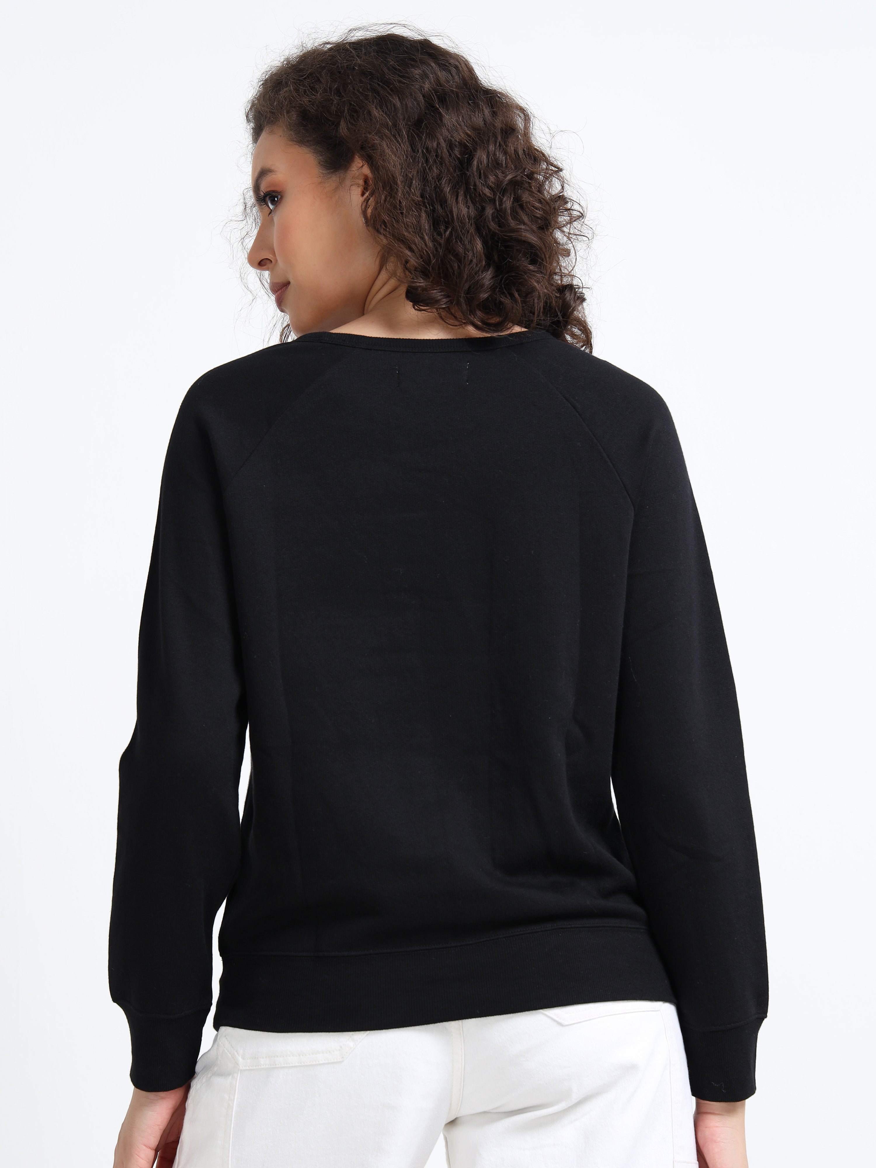 Women Black Silver Star Sweater